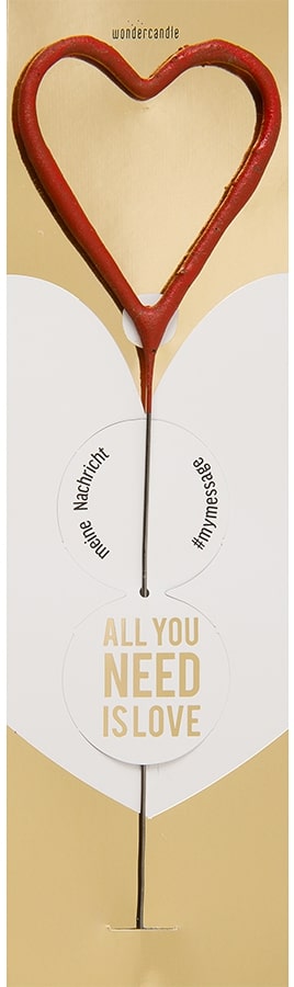 Wondercandle Classic Hart Spotlight - Rood/Goud - All You Need Is Love