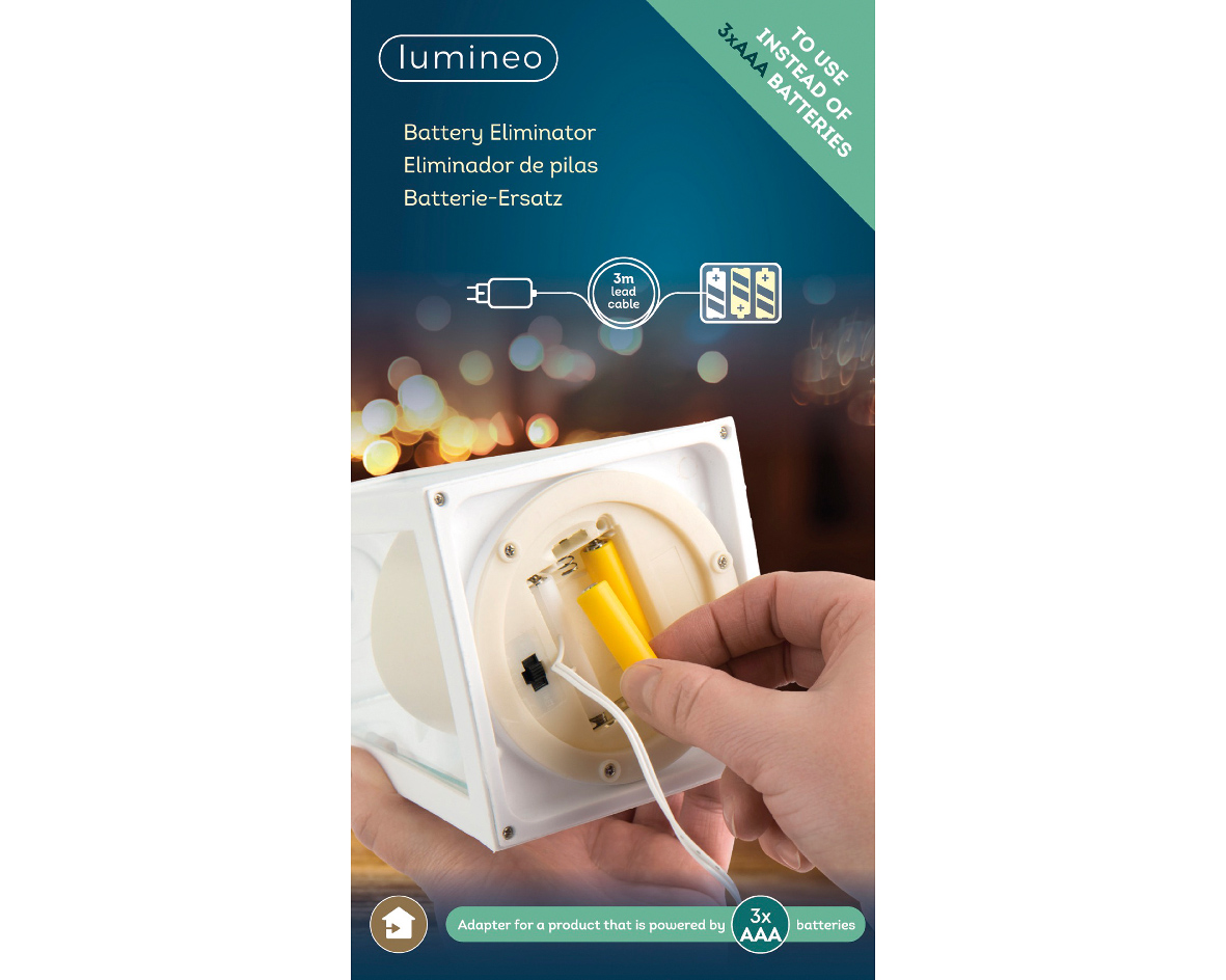 Lumineo Batterijvervanger 4.5V 3x AAA voor 1 Toestel - 3m Kabel Wit
