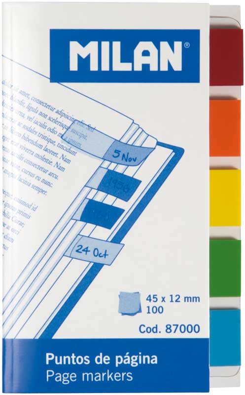 Milan Paginamarkers Geassorteerde Kleuren 45x12 mm - 100 vel