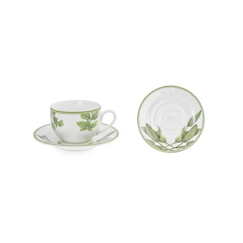 La Porcellana Bianca Cappuccinotas Coltivia 220ml met Schotel - Porselein