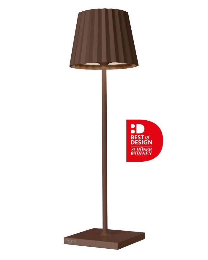Sompex LED Tafellamp Troll 2.0 Rust - 11x38 cm - Aluminium - Oplaadbaar (incl. Oplaadstation) - 2.4 W - voor Binnen en Buiten