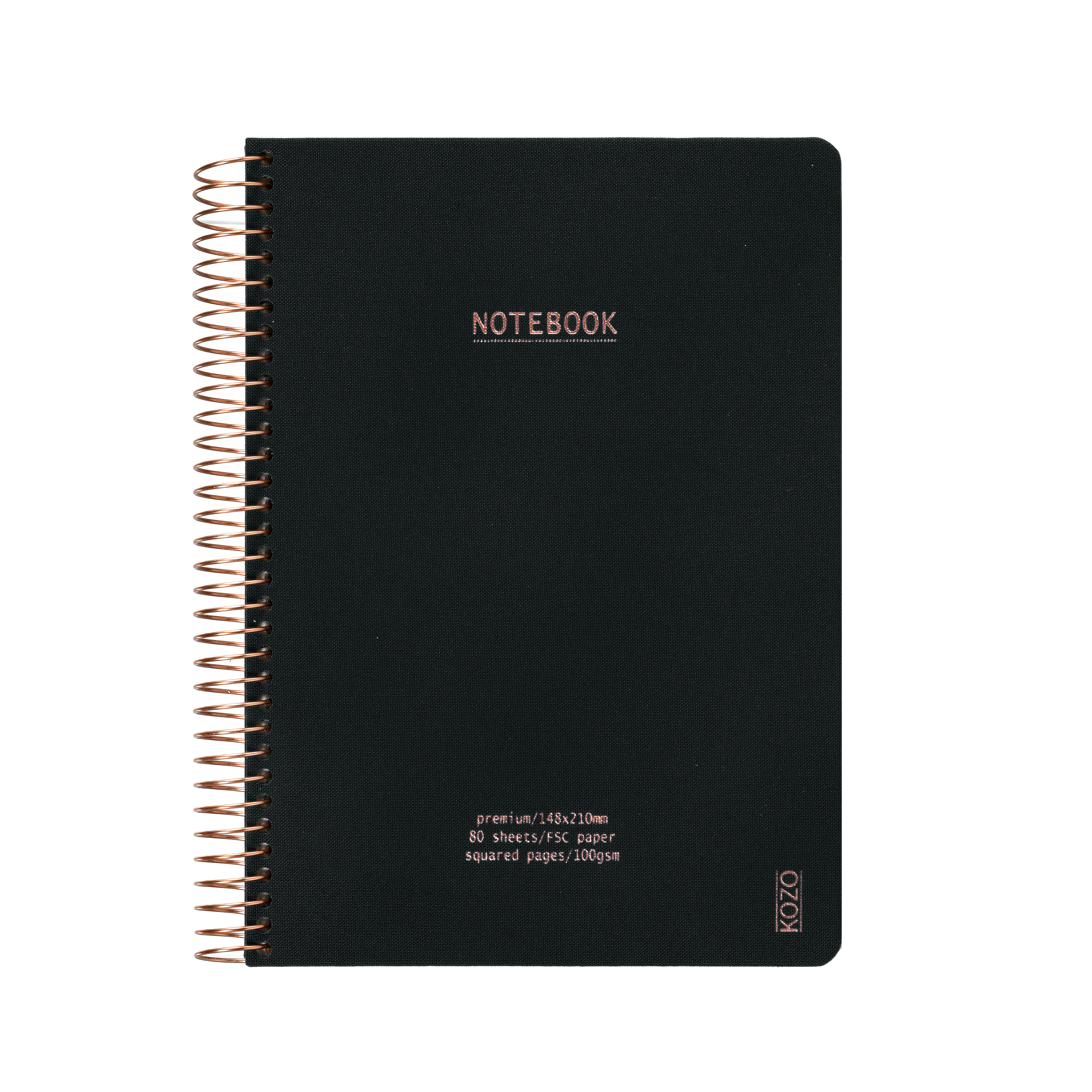 KOZO Notebook A5 Premium Squared Black Spiraal Gelijnd 80 vel