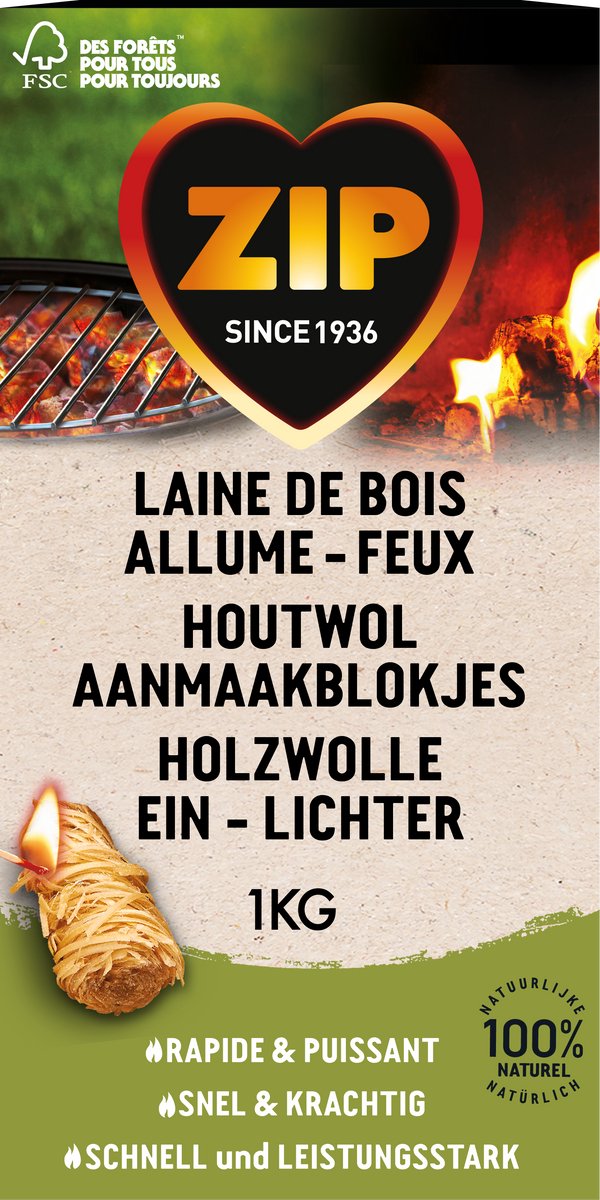 Zip Fireball Aanmaakblokjes Houtwol 1 kg