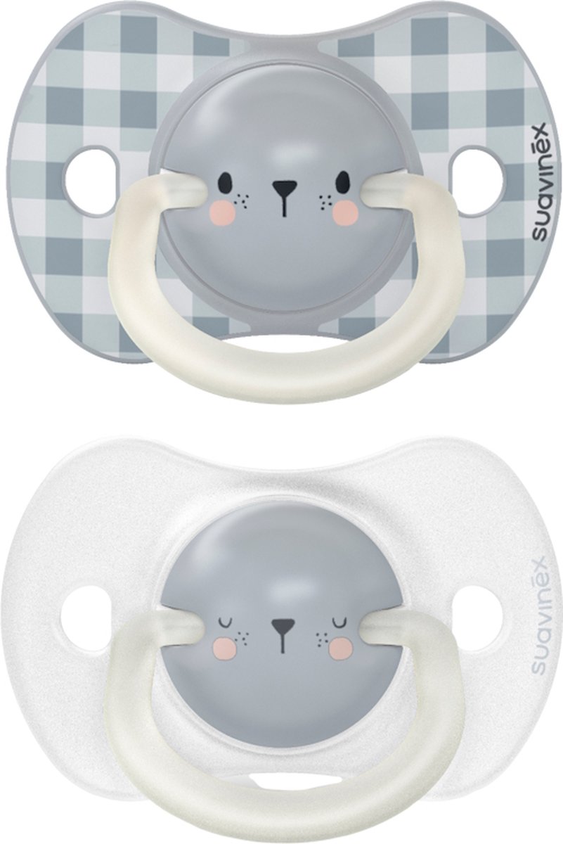 Suavinex Fopspeen SX Pro Night&Day Silicone symmetrisch - 6-18 maand - Beer - 2 stuks