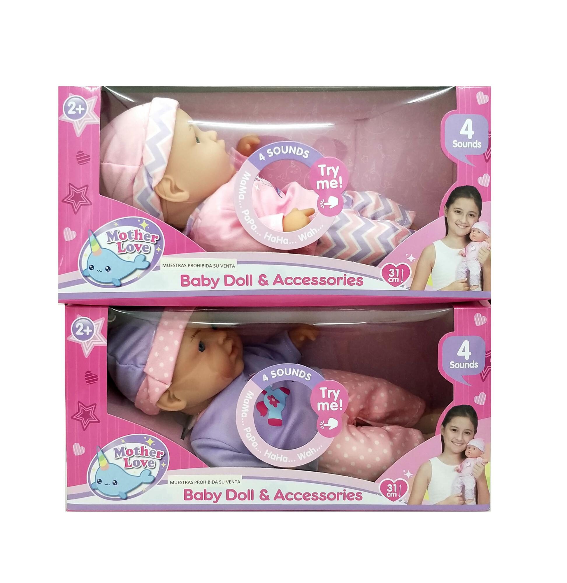 Babypop 31 cm met 4 Geluiden 