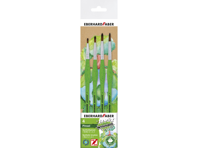 Eberhard Faber Penselenset Green Winner 4 stuks - Synthetisch Haar - 0/1/2/4