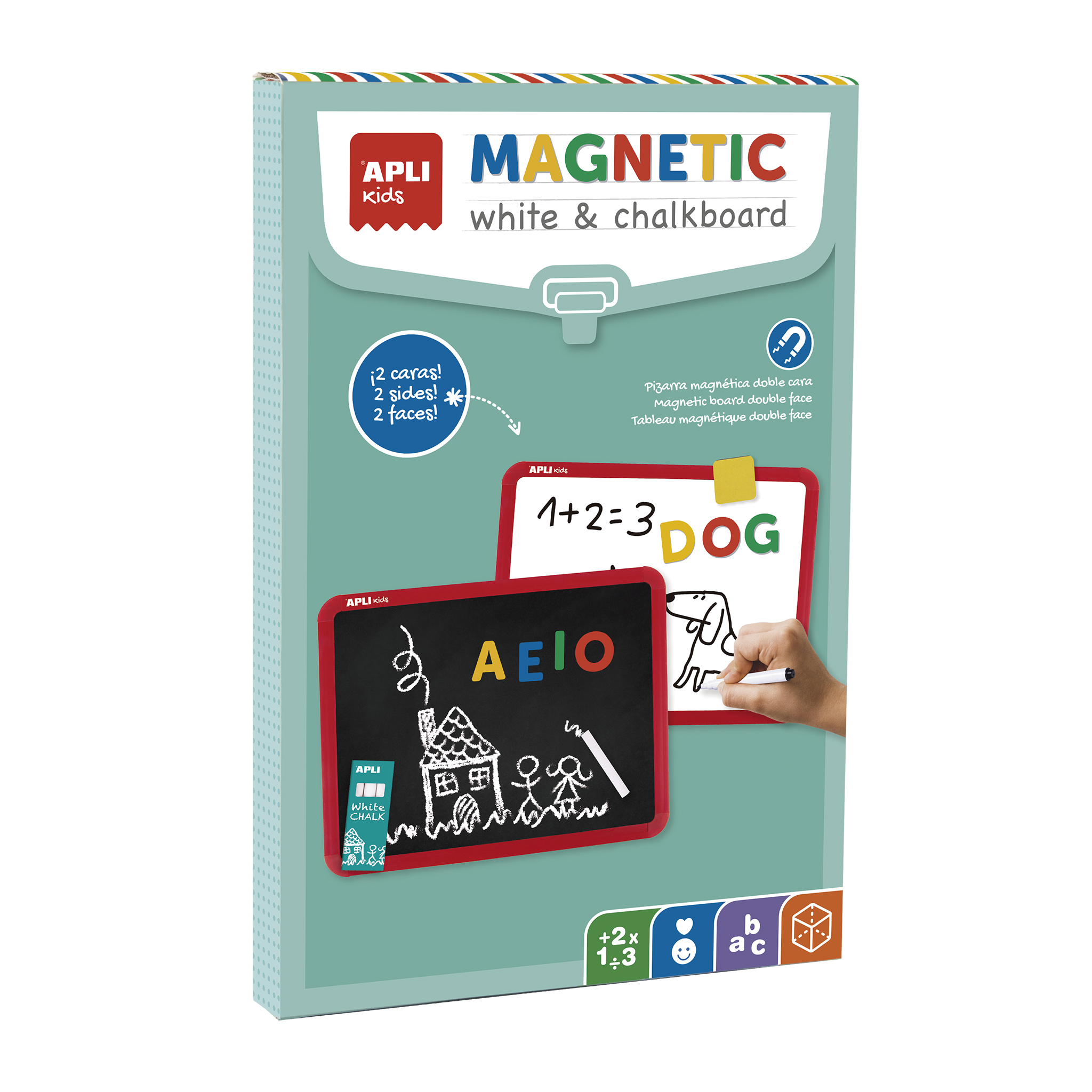 Apli Kids Magneetbord Dubbelzijdig 22x15x28.5 cm - White/Chalkboard