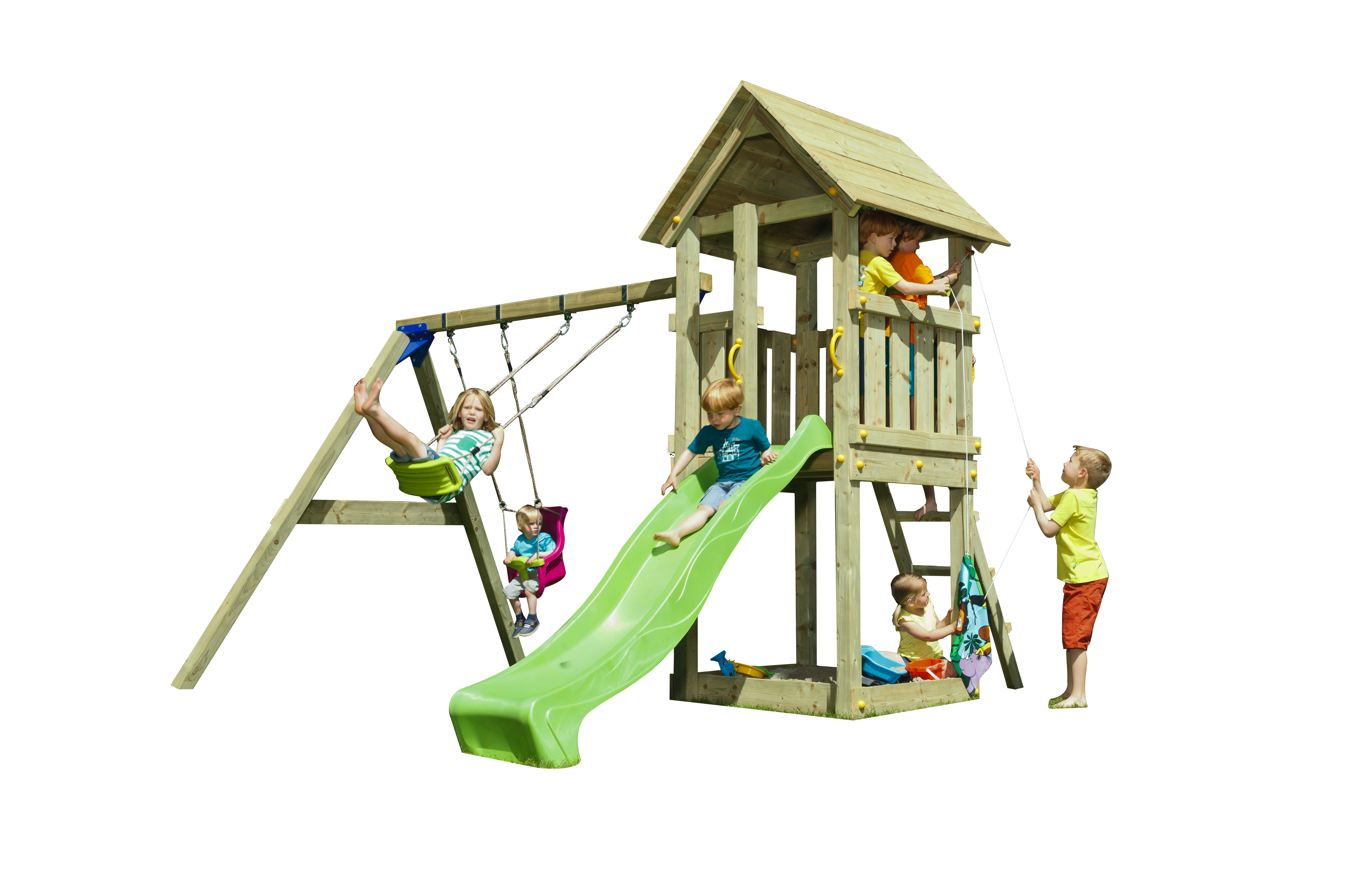 Blue Rabbit Kiosk Speeltoren met groene Glijbaan