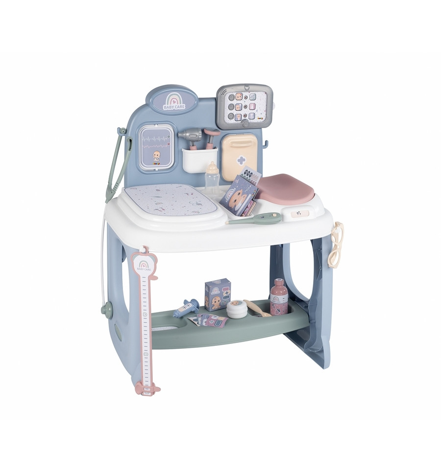Smoby Baby Care, Poppenverzorgingscenter met 24 accessoires, zonder pop