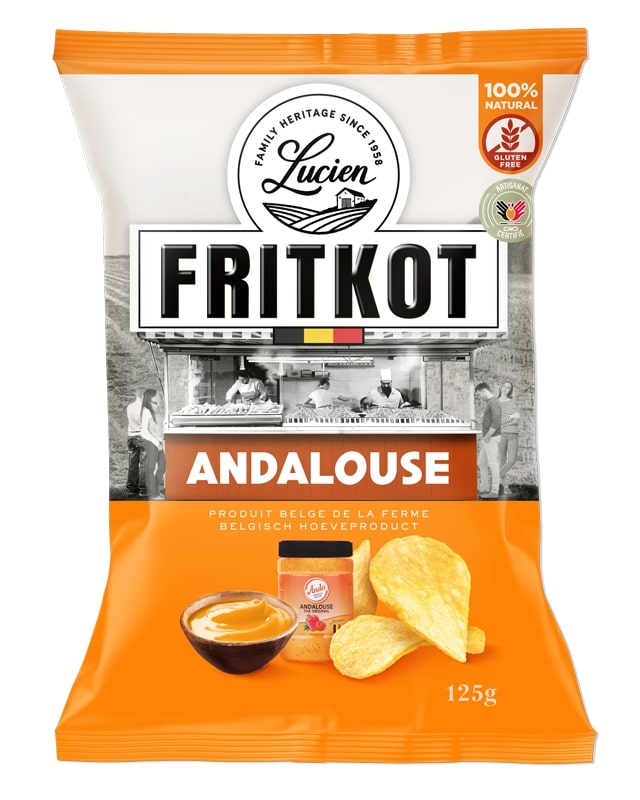 Les Chips de Lucien Belgische Fritkot Chips met Andalouse 125g
