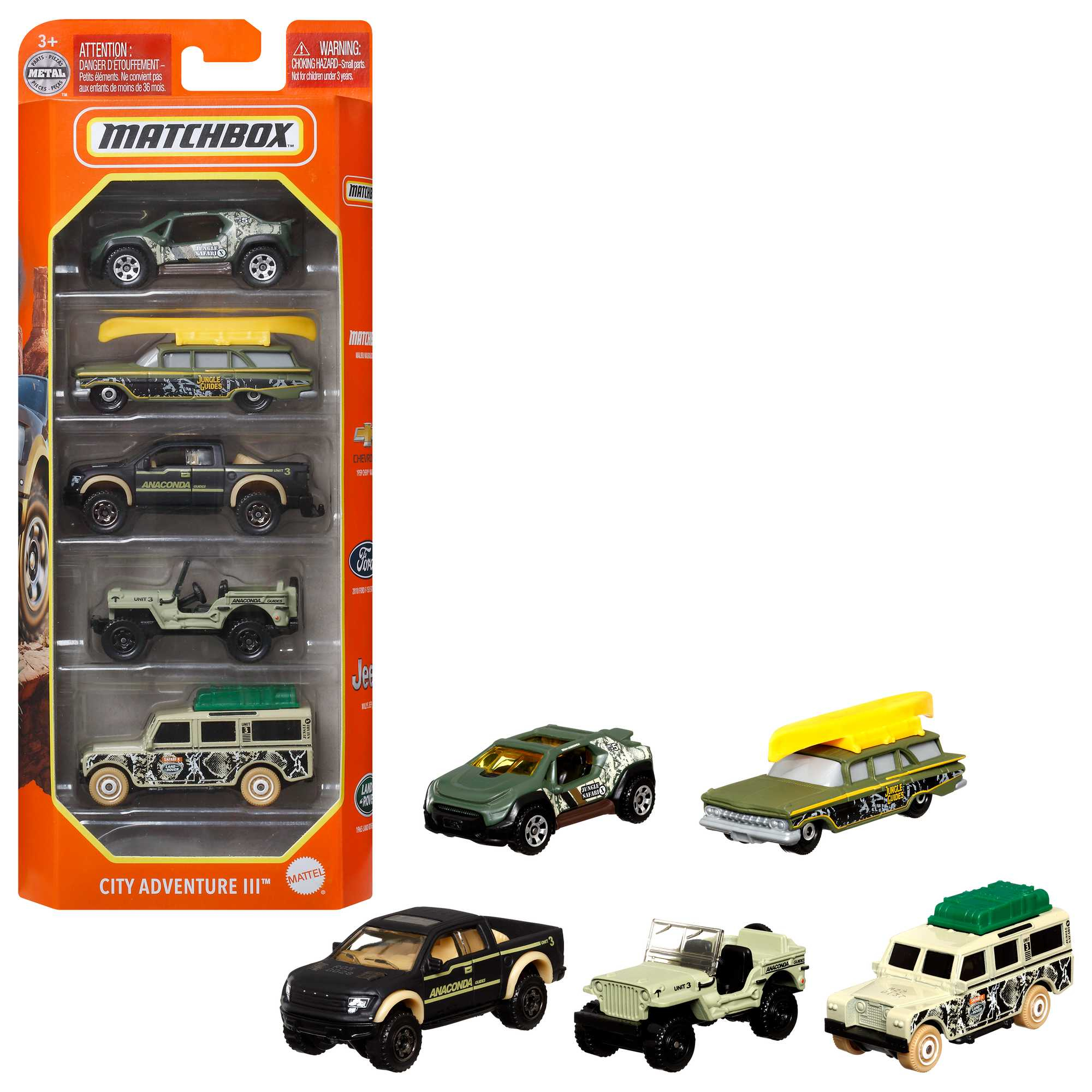 Matchbox Set 5 Auto's - assorti - prijs per stuk
