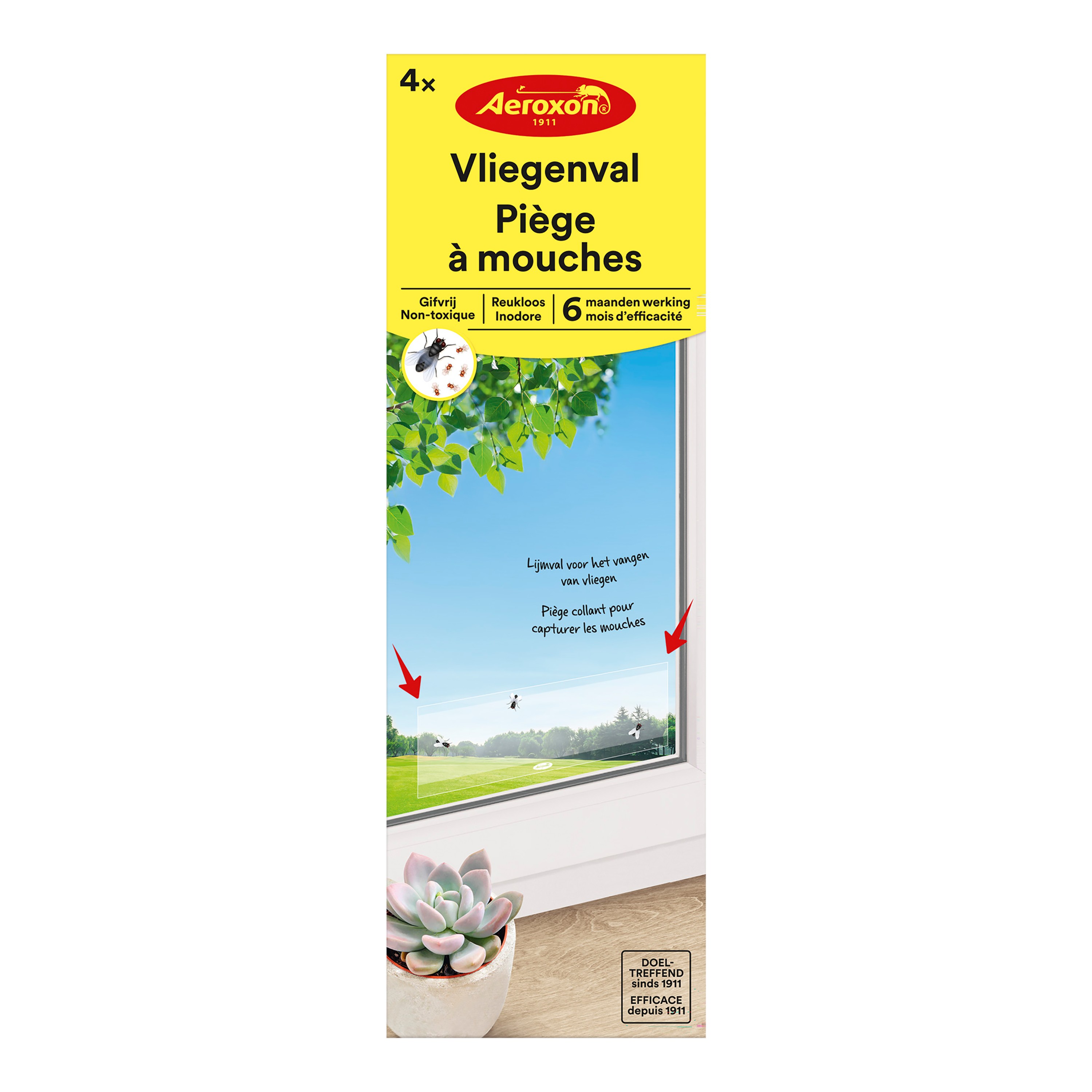 Aeroxon Vliegenval Kleefstrip voor Ramen 21x6 cm - Gifvrij - 4 stuks
