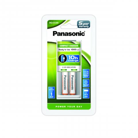Panasonic Batterijlader Compact voor 2xAA/2xAAA - incl. 2 Batterijen AA