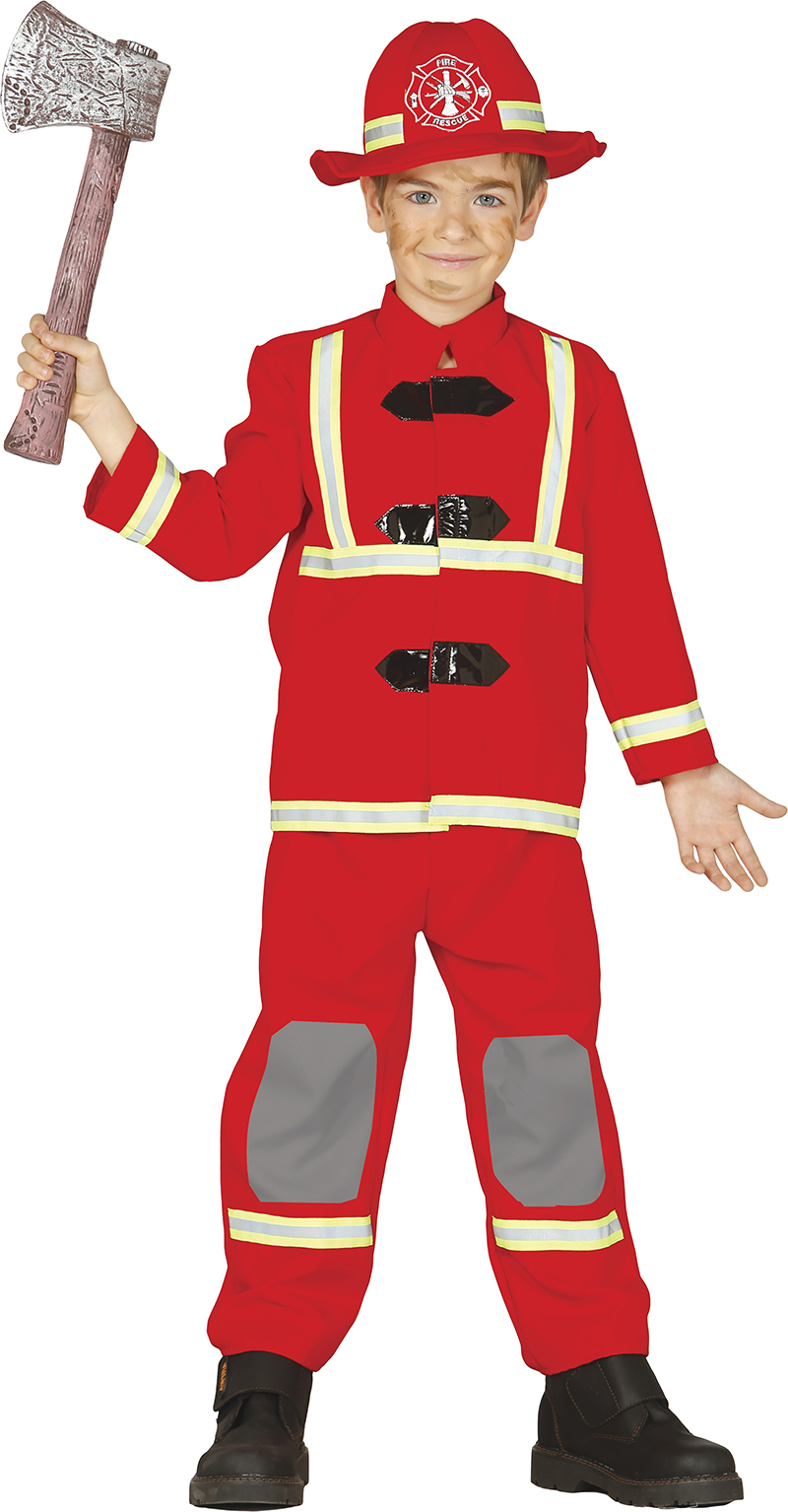 Verkleedpak Brandweerman 7-9 Jaar - Jas/Broek/Hoed