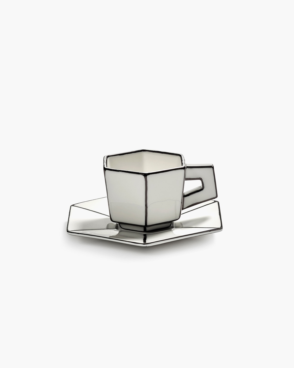 Serax Espressotas Carte Blanche White/Black met Schotel - 13.8x13.8x7 cm - by Annebet Philips