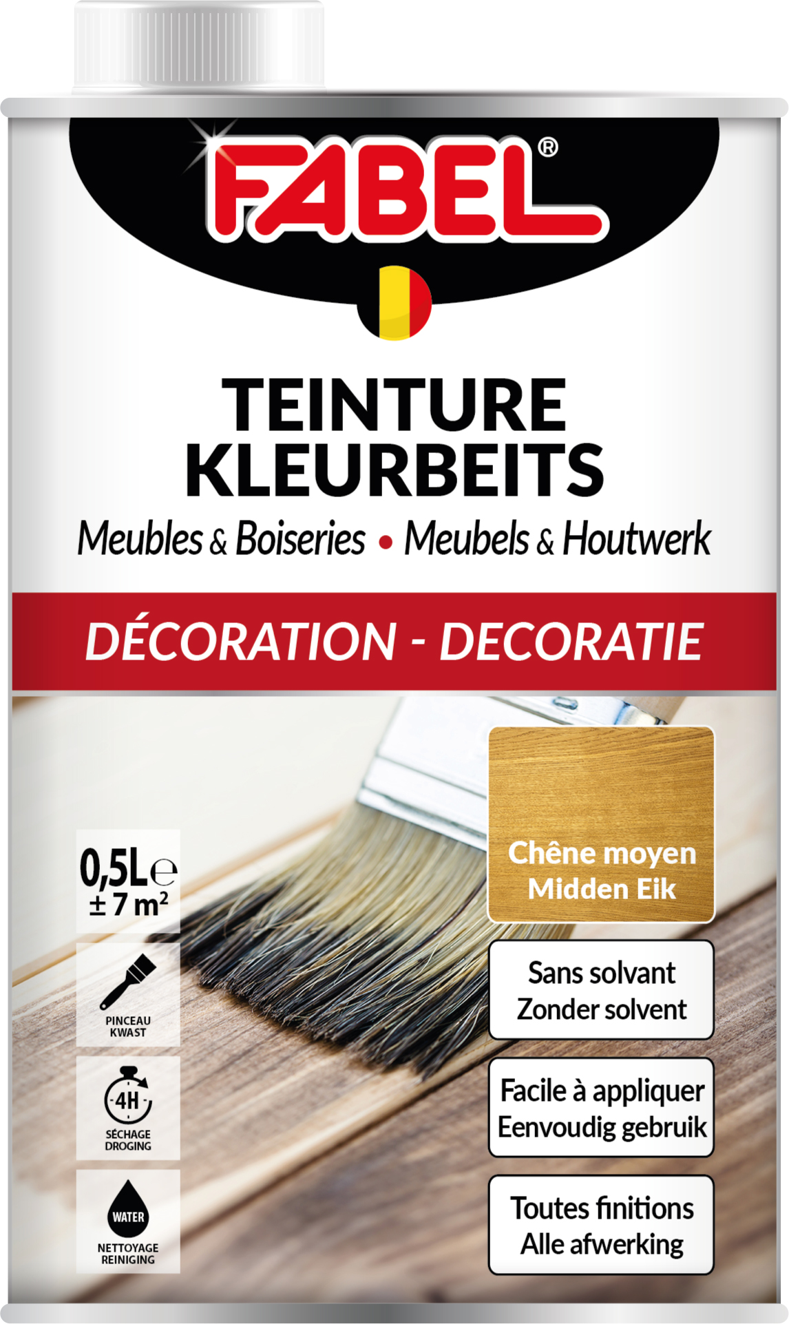Fabel Kleurbeits Hout en Meubels Midden Eik 500 ml