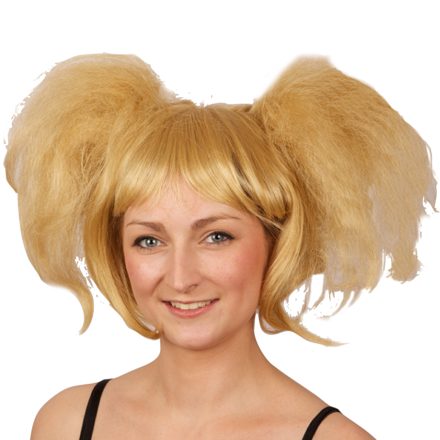 Pruik Blond Lang Haar, met 2 Grote Dikke Staarten