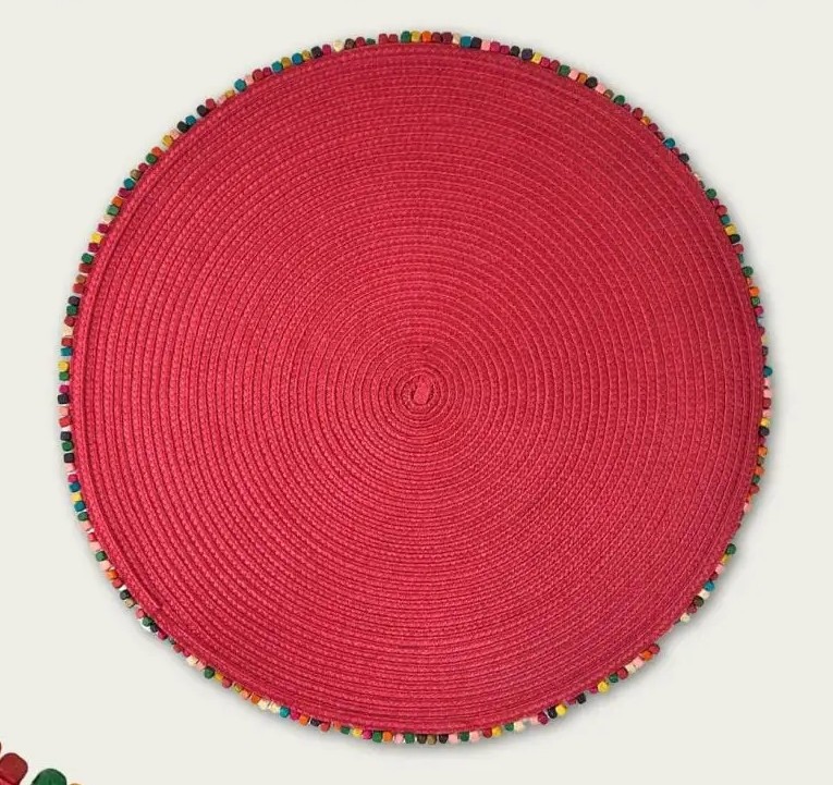 Arca Placemat Bordato Red 38cm