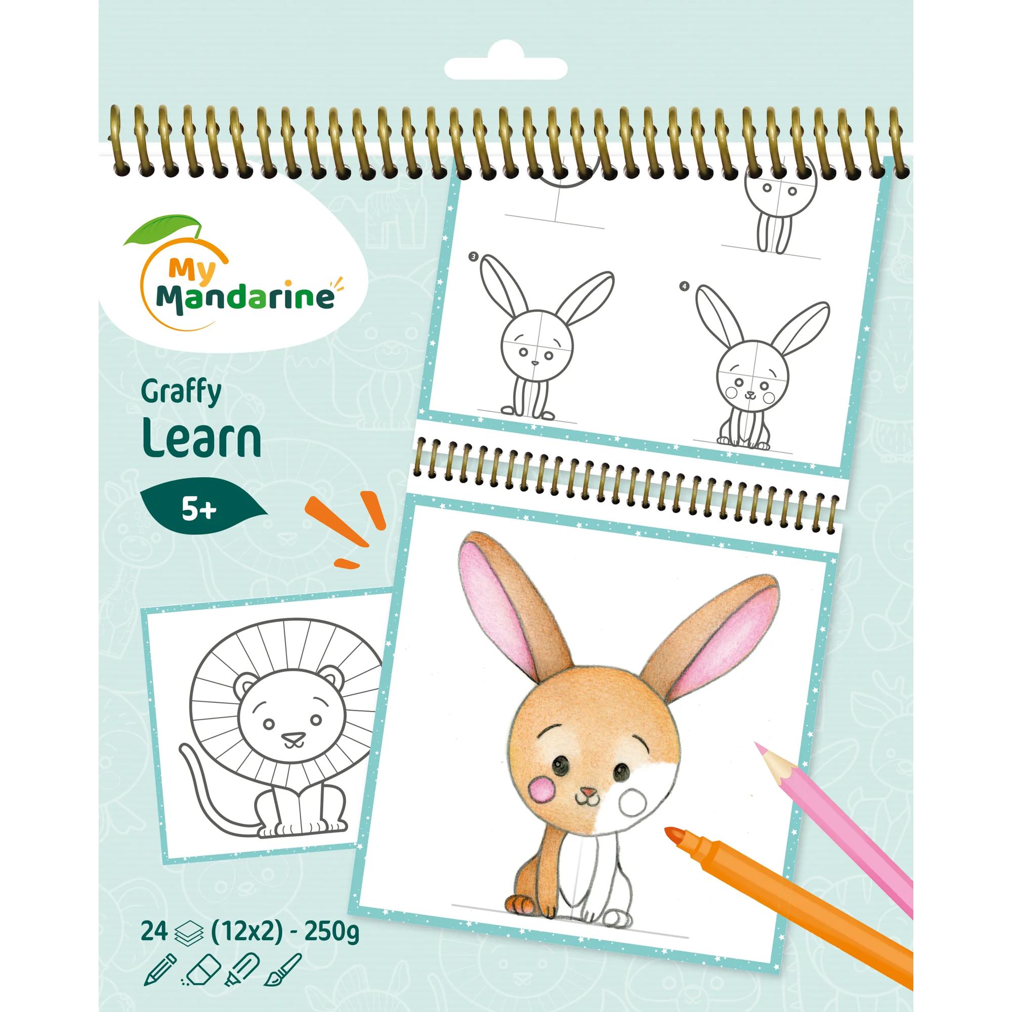 My Mandarine Kleurboek Graffy Learn Baby Dieren 24 vel -  5+ jaar
