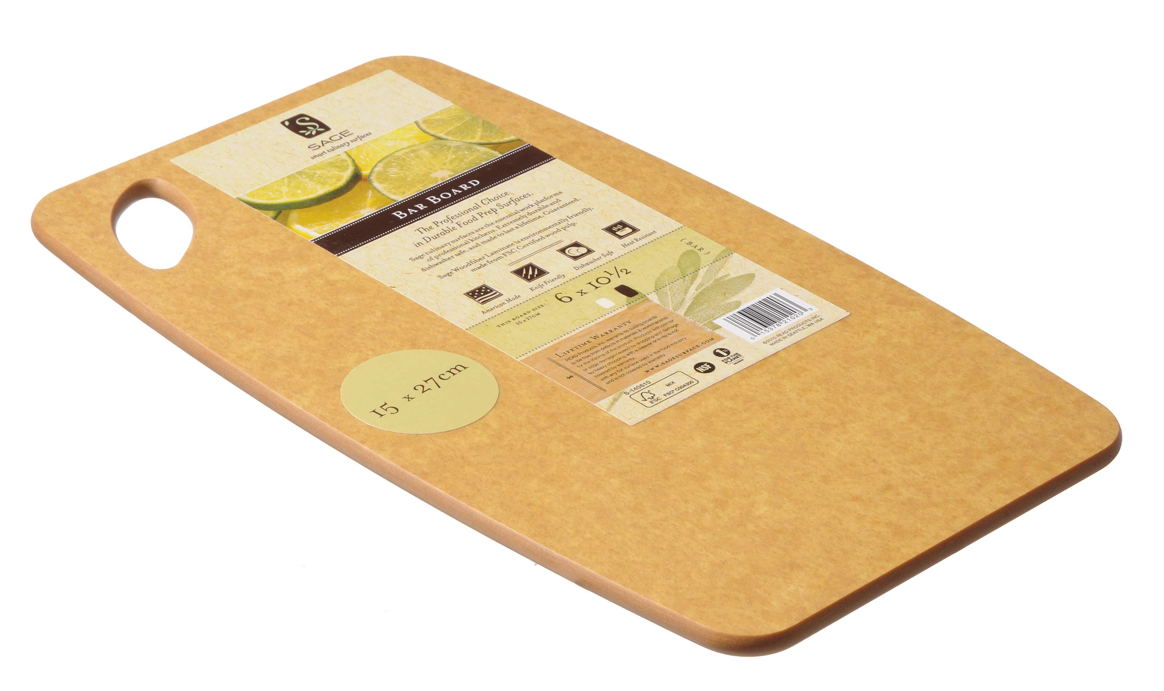 Sage Barplank 15x27 cm Naturel - Vaatwasbestendig - Houtcomposiet