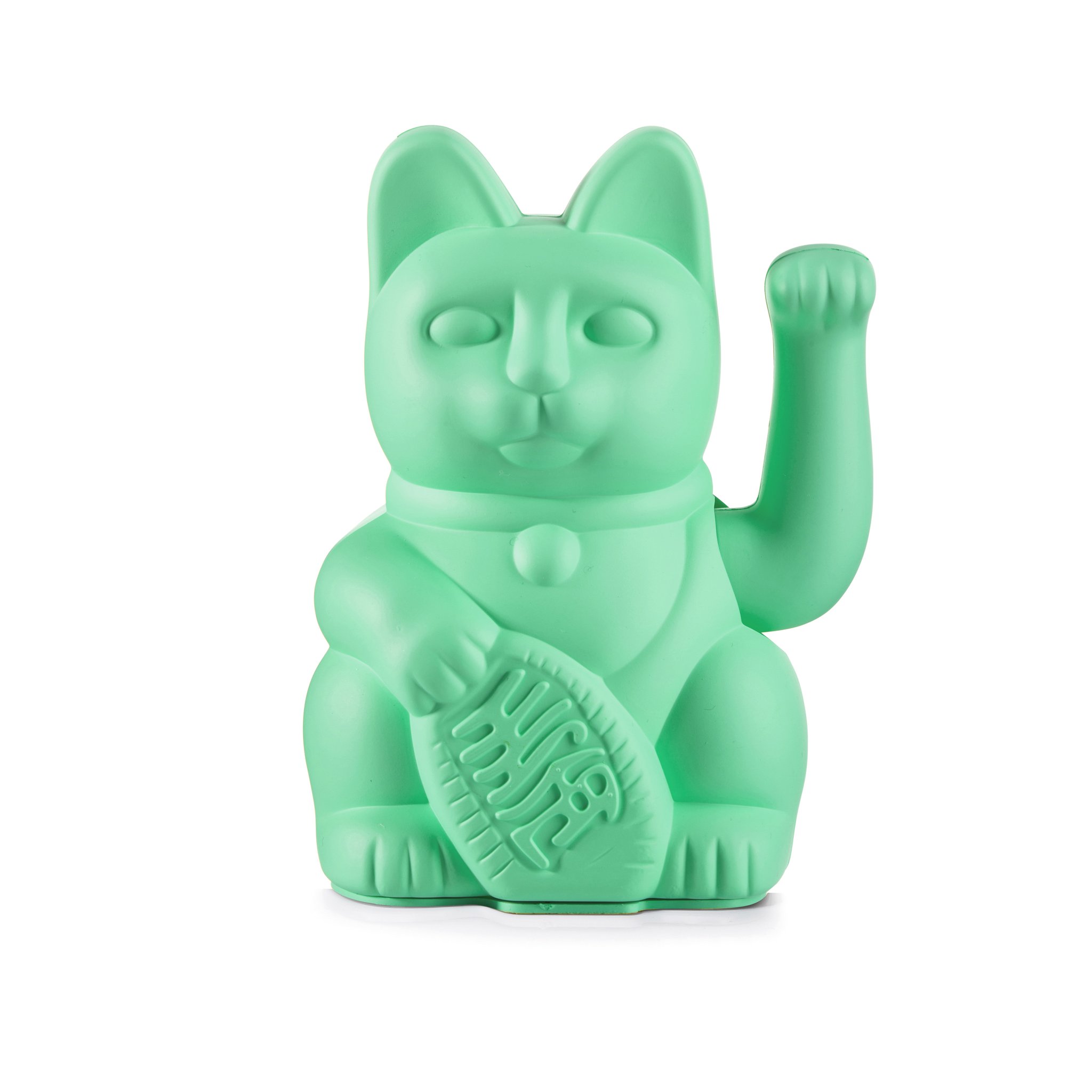 Donkey Lucky Cat Waving Cat 15x10.5cm - Mint Green
