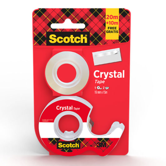 Scotch Crystal Kleefband 19 mm x 15 m + Refill - 10 m Gratis