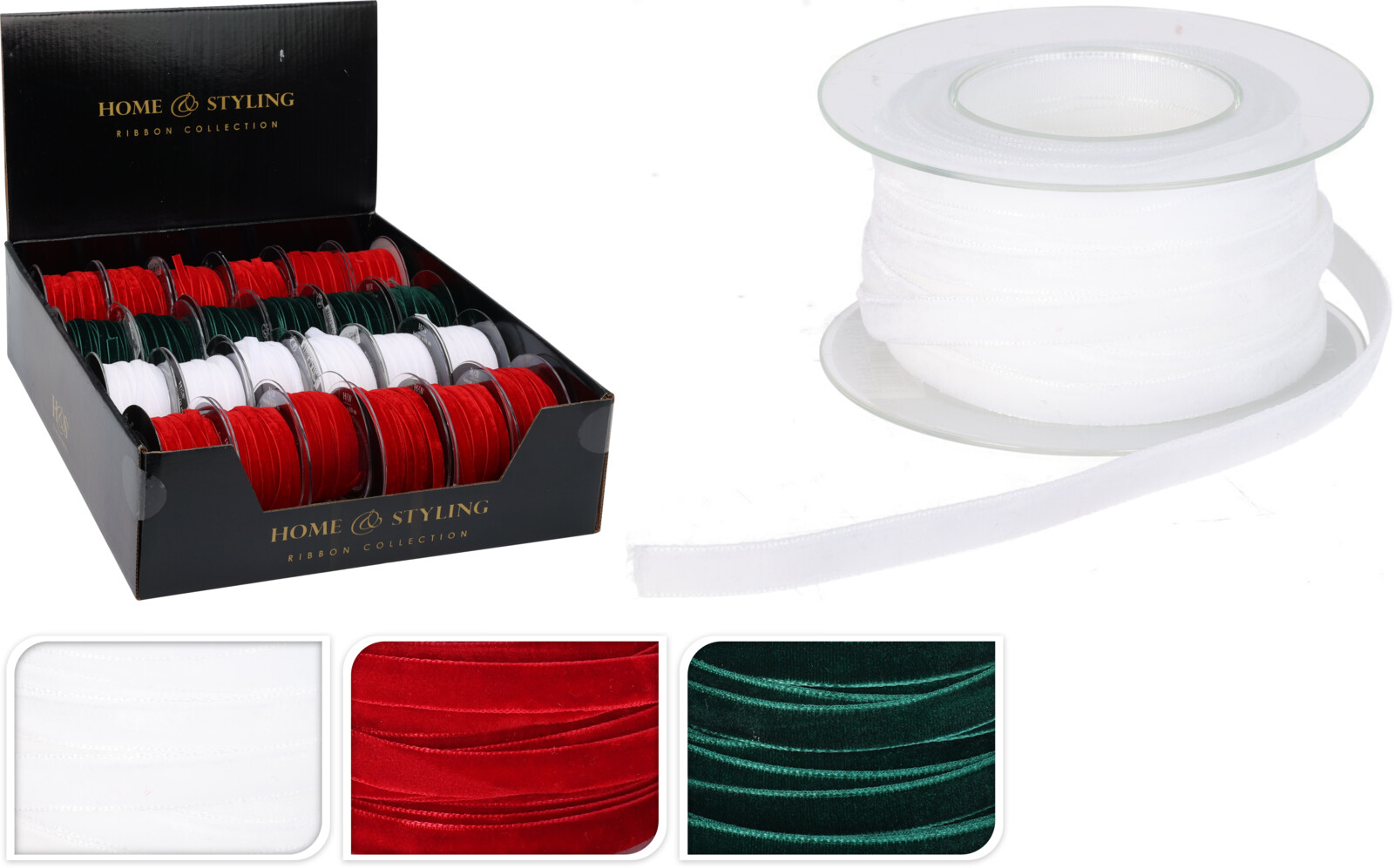 Geschenklint 6mm x 10m - Fluweel - assorti - prijs per stuk