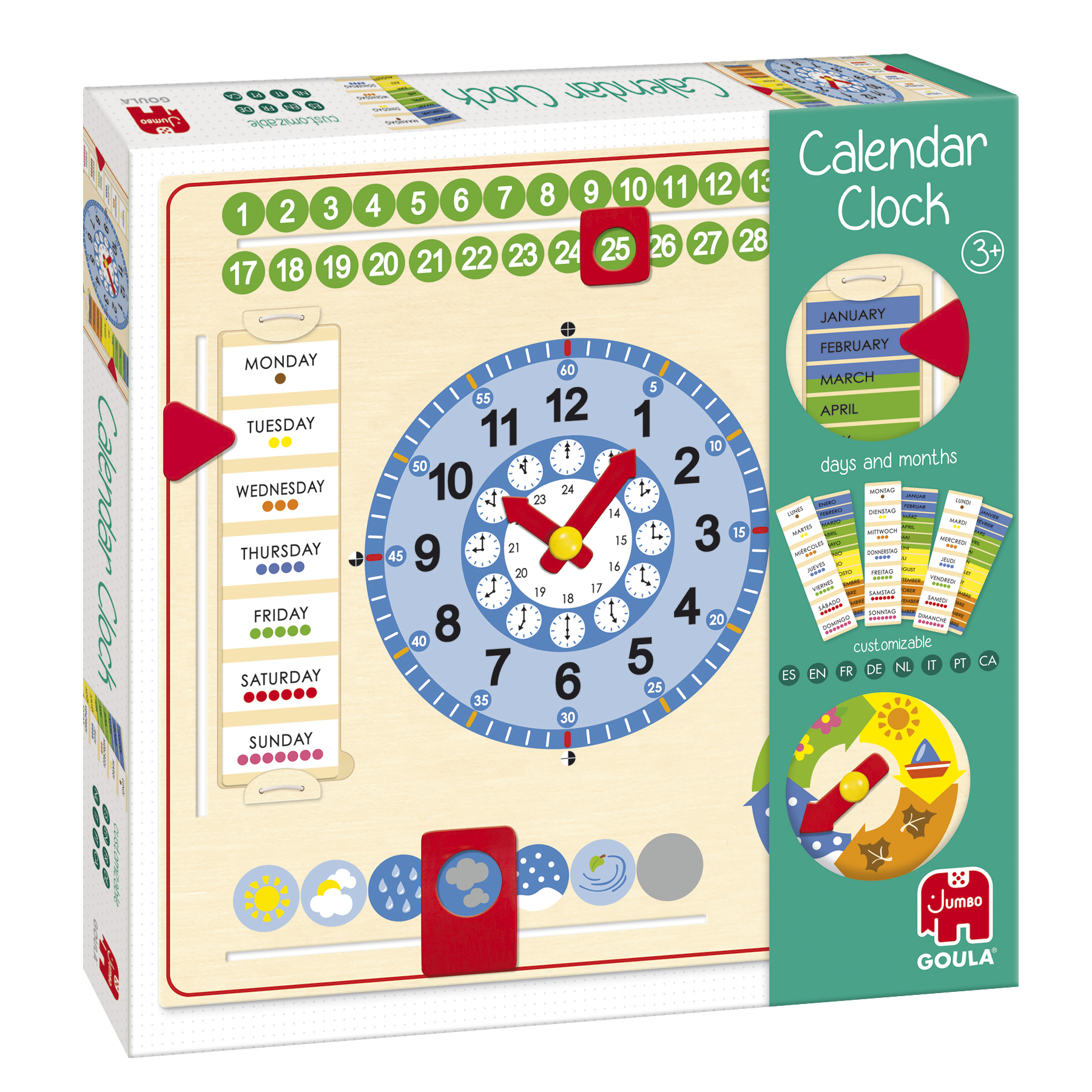 Goula Calendar Clock, Houten Kalenderklok