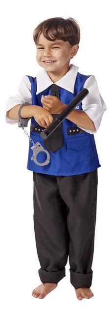 Kostuum Politie ,handboeien en knuppel, Maat 128