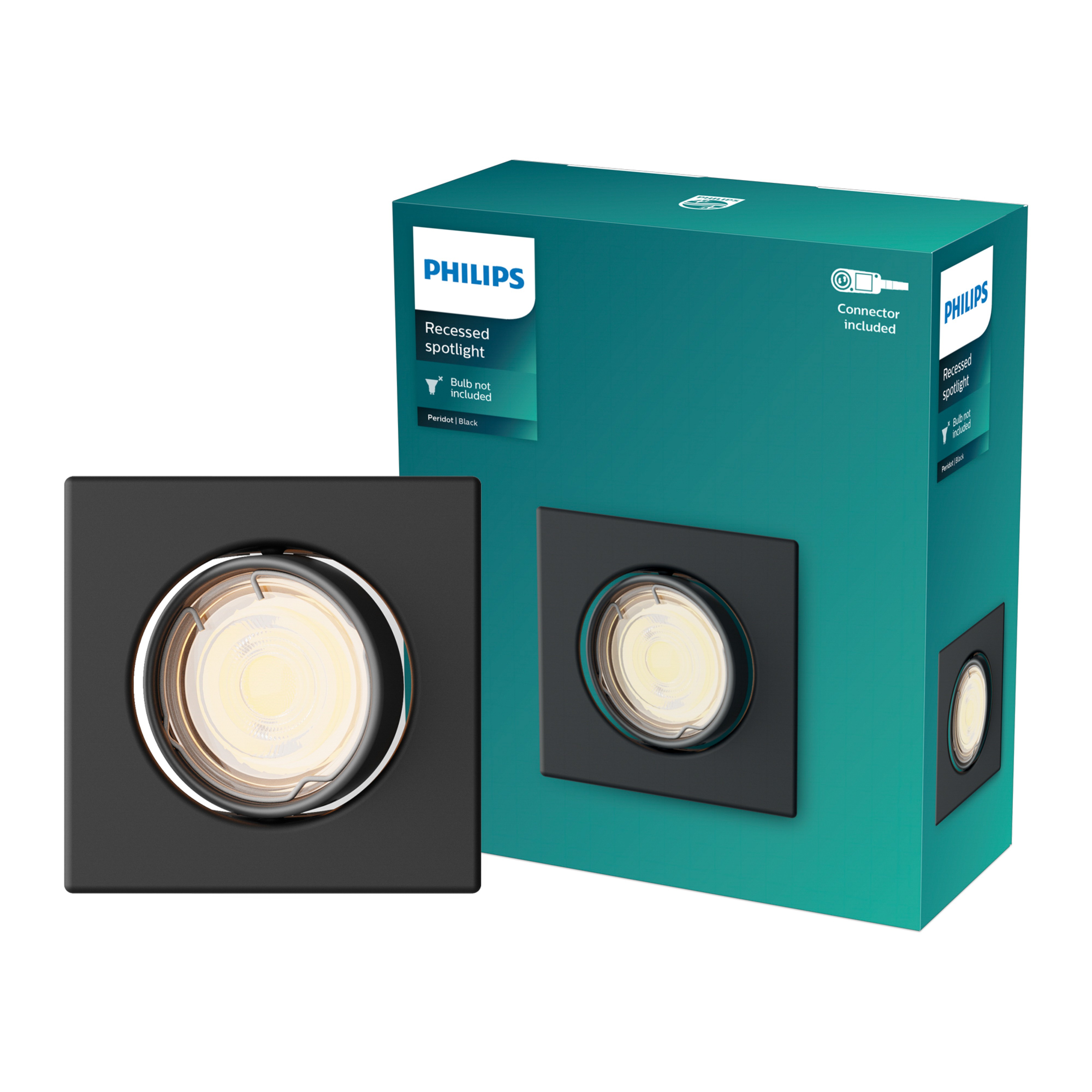Philips Inbouwspot Peridot Vierkant Richtbaar GU10 Zwart