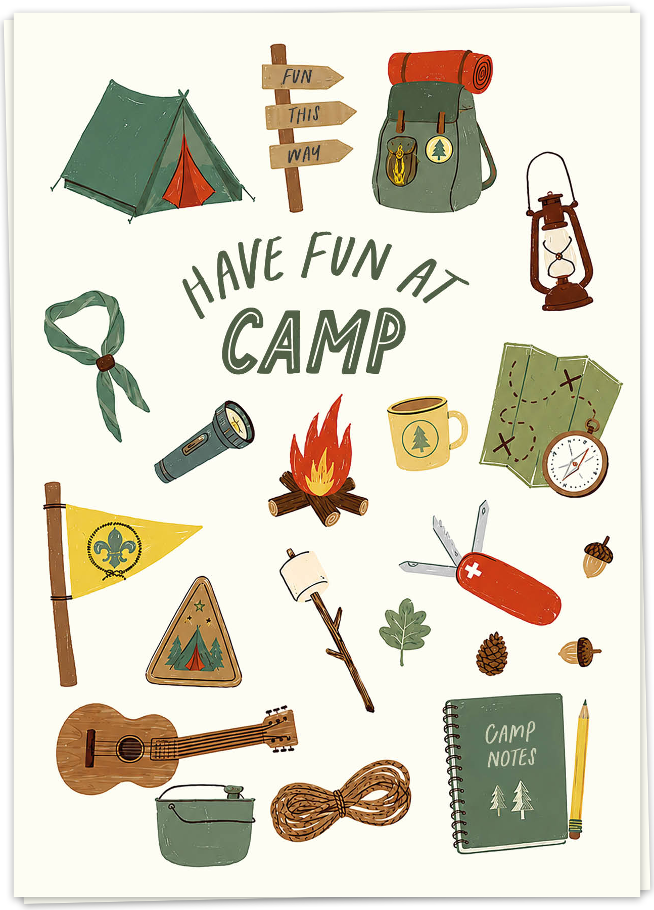 Kaart Blanche Wenskaart Camp Illustrations