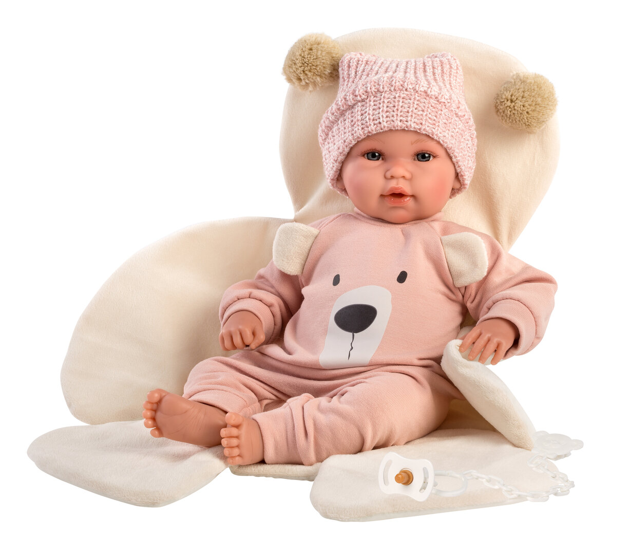 Llorens Llorona Pasgeboren 36 cm, Lacht en weent, in Berendekentje, roze