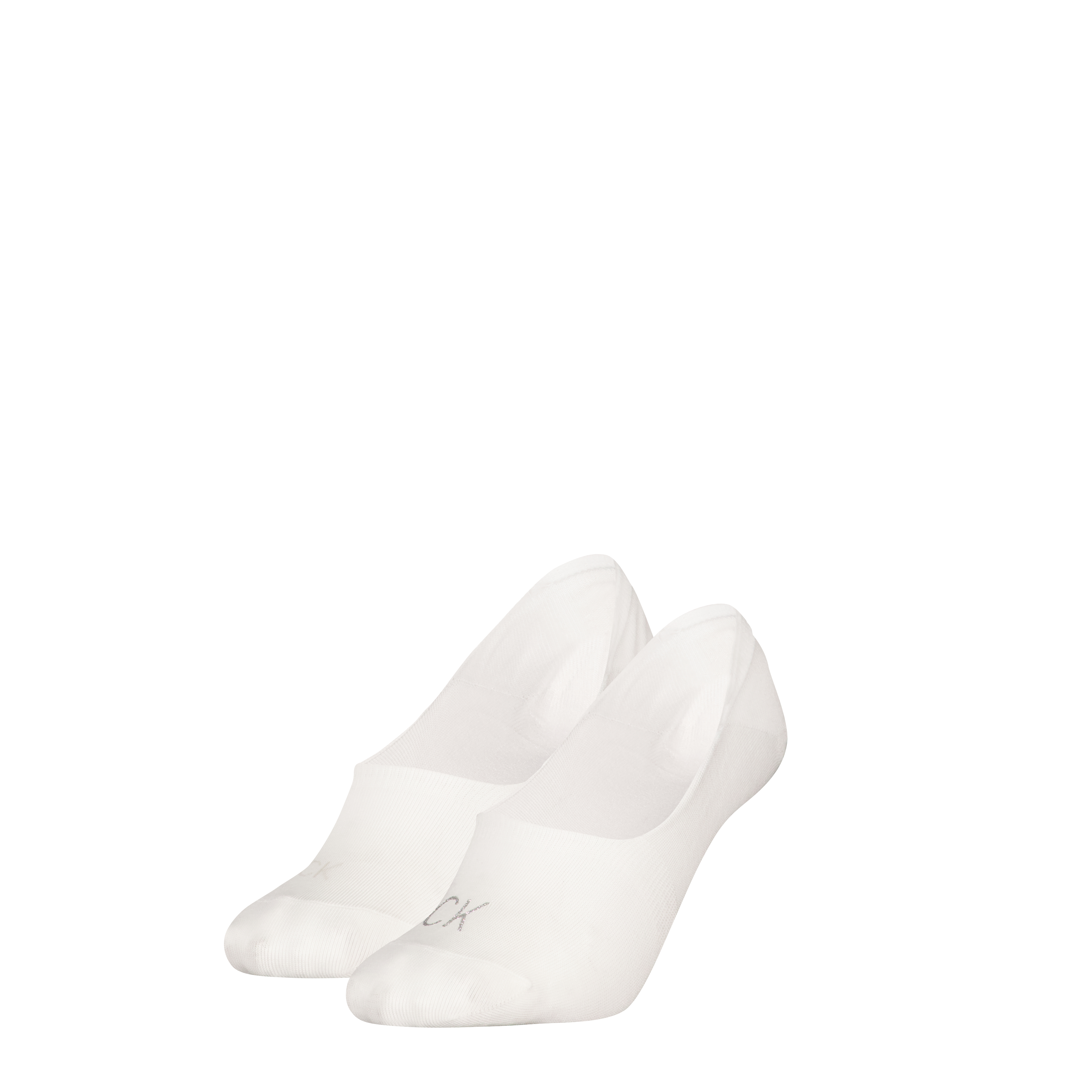 Calvin Klein Footie Dames Mid Cut 2 paar Shiny Logo White - maat 35-38