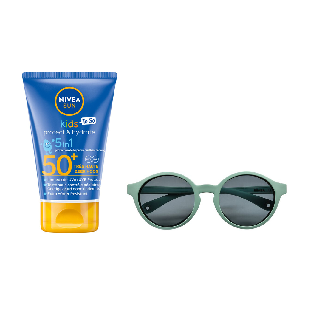 SET Zonnebril Groen 2-4 jaar + Zonnemelk Kids Pocket Size SPF50+