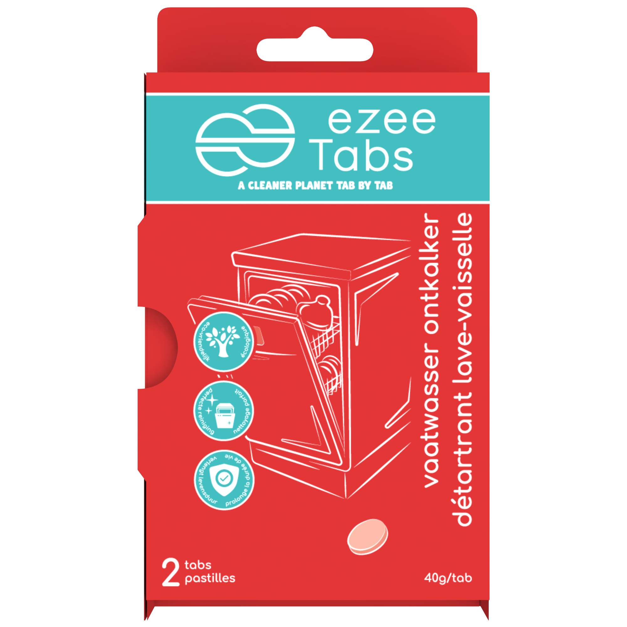 Ezee Tabs Ontkalker Vaatwas 40 g - 2 stuks