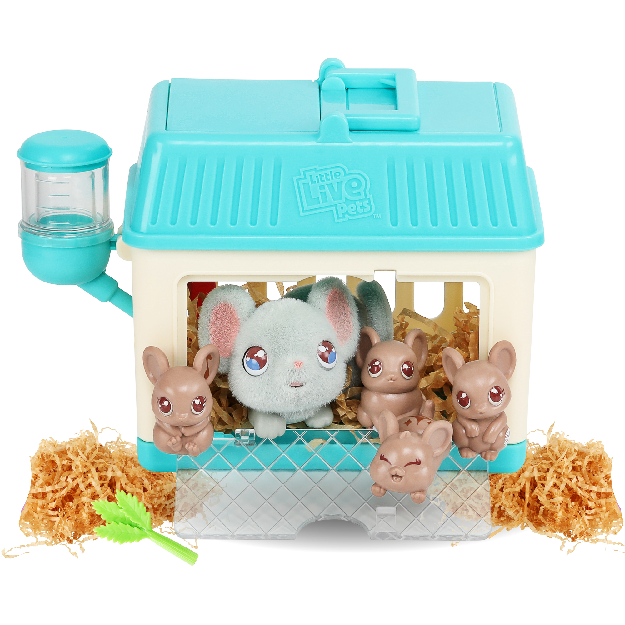 Mama Surprise - Minis, lil Mouse blauw 2,3 of 4 baby's, compleet met kooi,