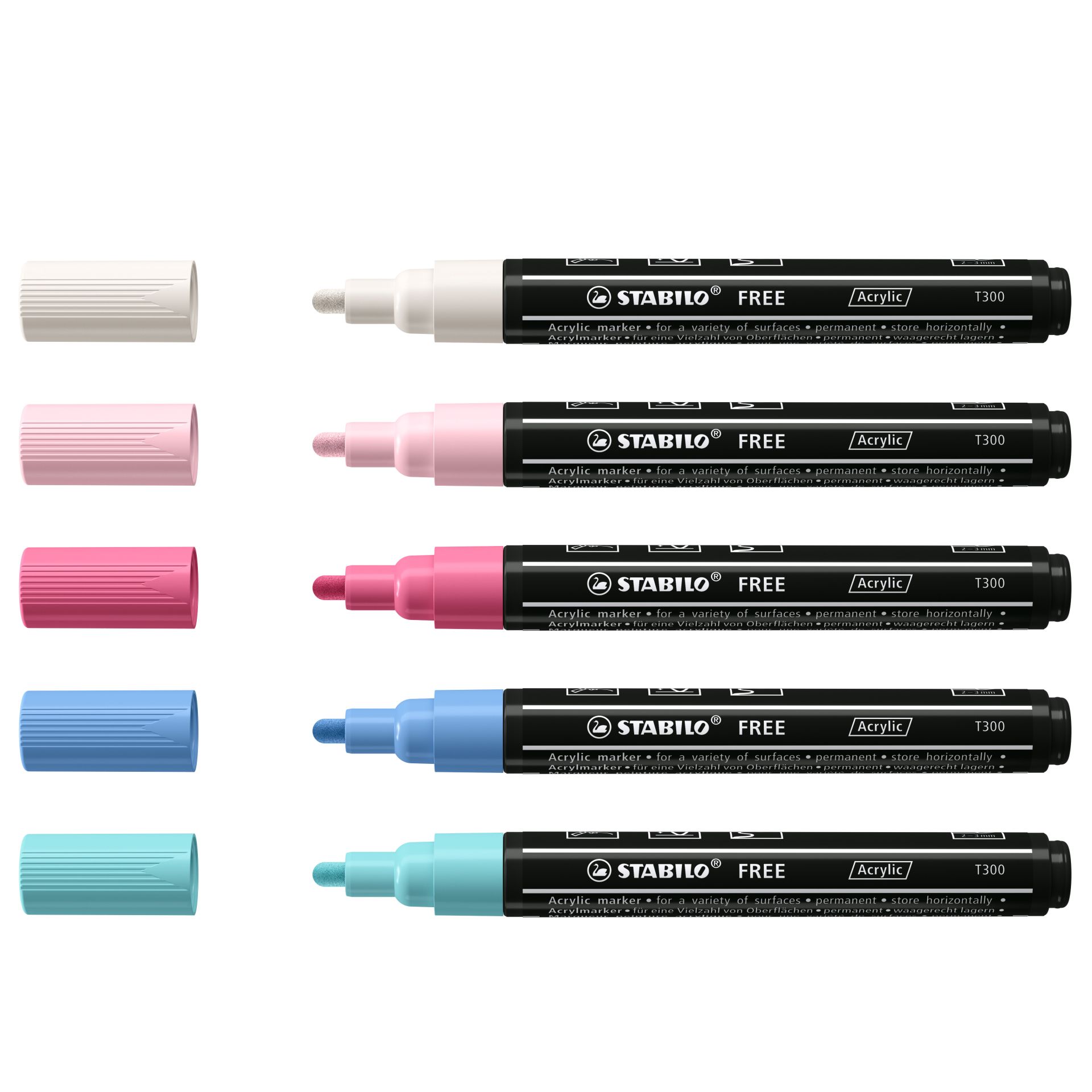 STABILO FREE Acryl Marker Arty T300 2-3 mm Pastel 5 stuks