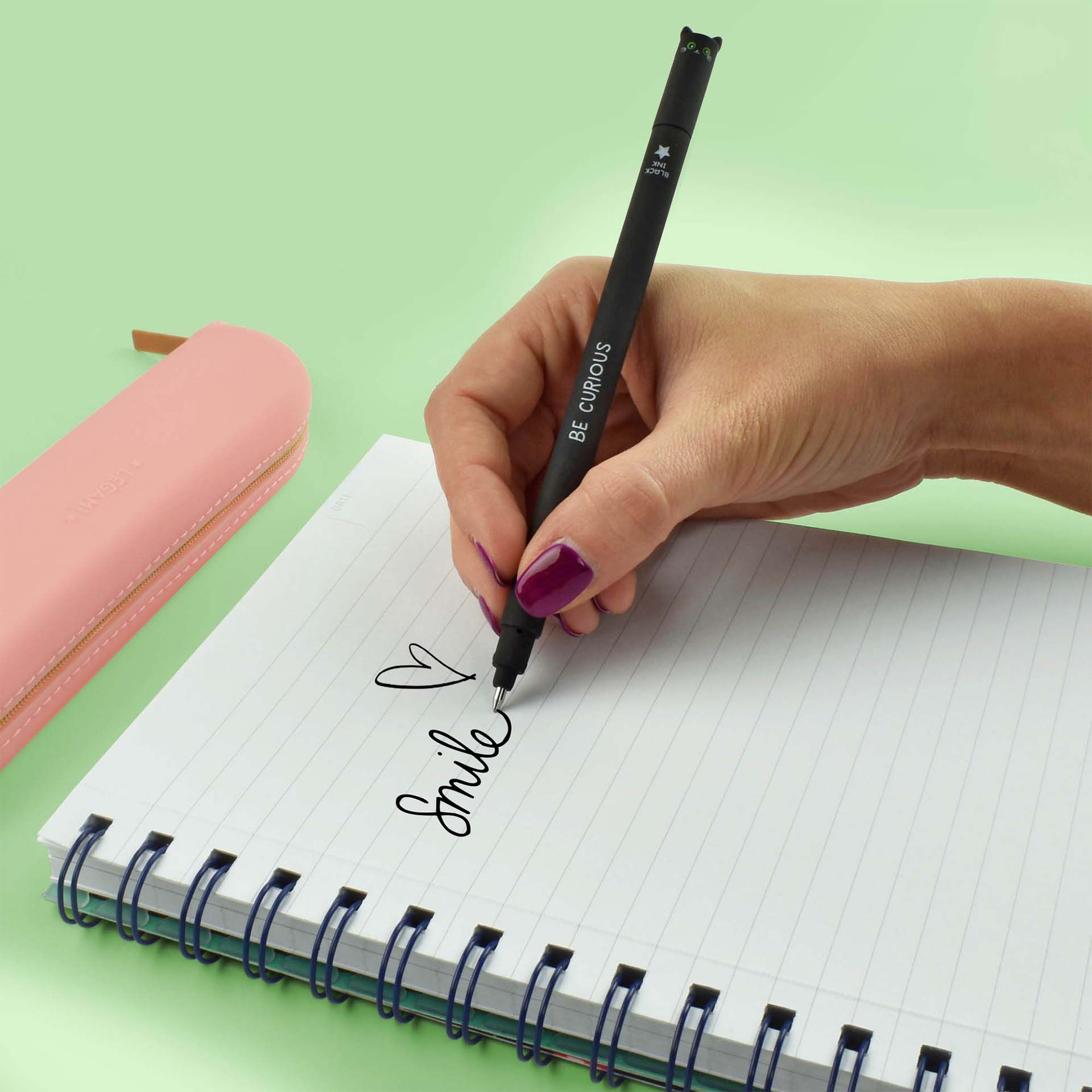 Legami Uitwisbare Balpen Kitty 0.7 mm - Zwart Schrijvend