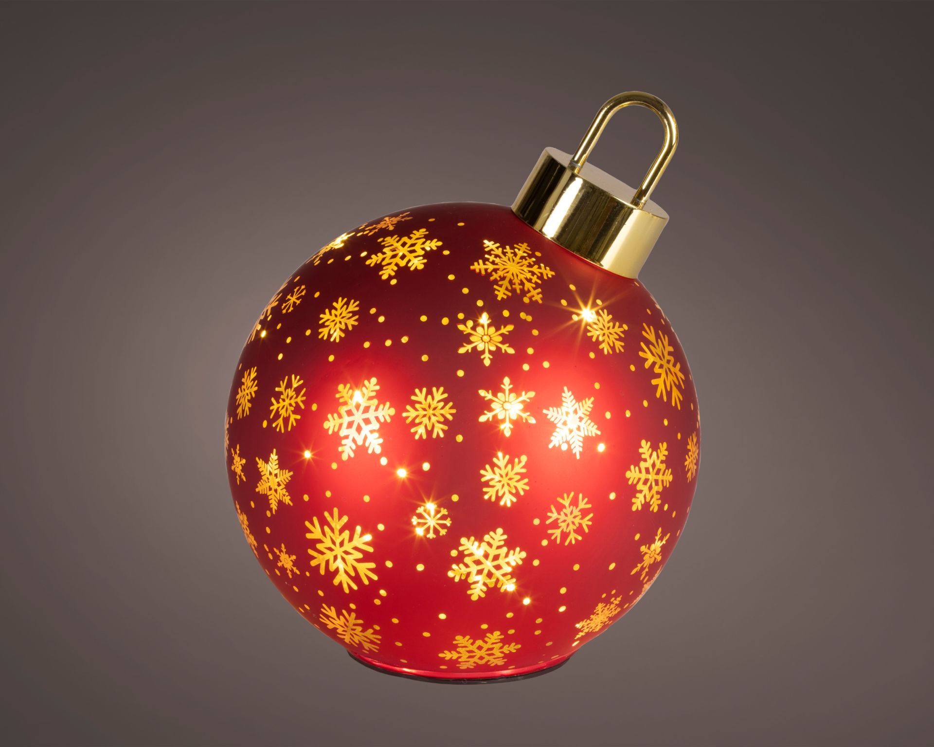 Deco Kerstbal Micro LED Kerstrood 18x23 cm - Glas - 25 leds - Warm White - IP20 - op Batterijen