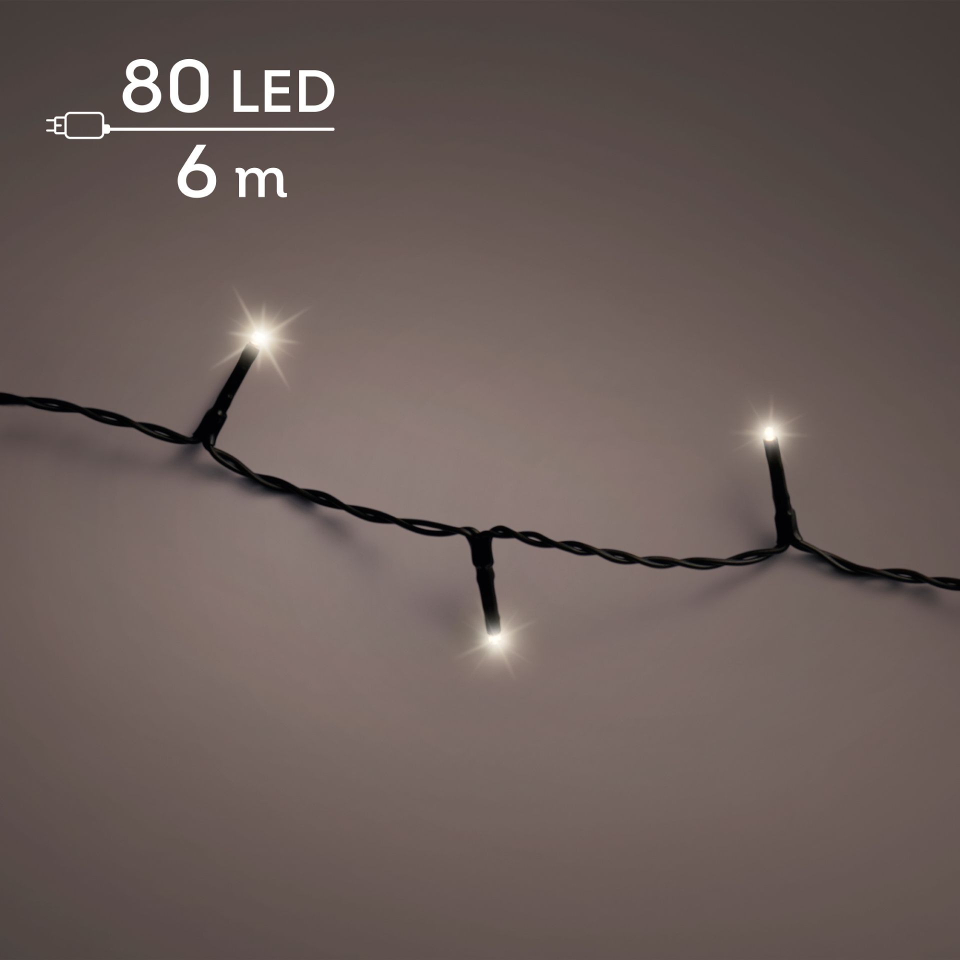 Kerstverlichting LED Basic Twinkle 6m - 80 leds - Black/Warm White - In/Outdoor