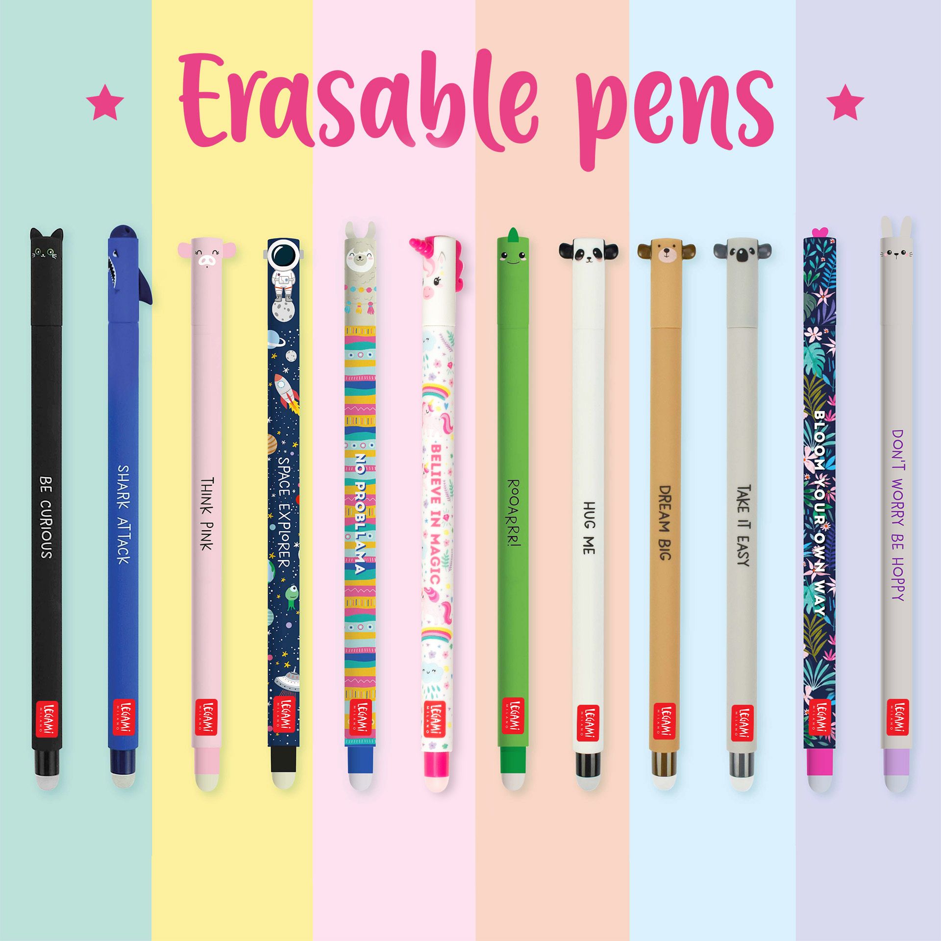 Legami Uitwisbare Balpen Kitty 0.7 mm - Zwart Schrijvend