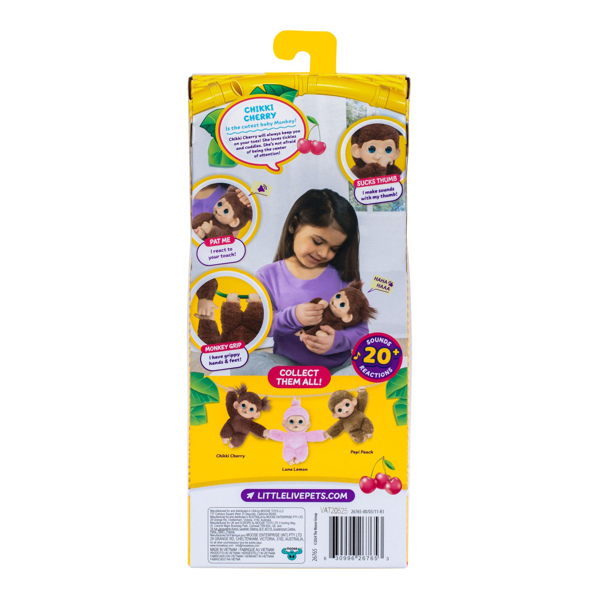 Little Live Pets My Baby Mini Monkey Brown Cherri meer dan 20 geluiden en reacties