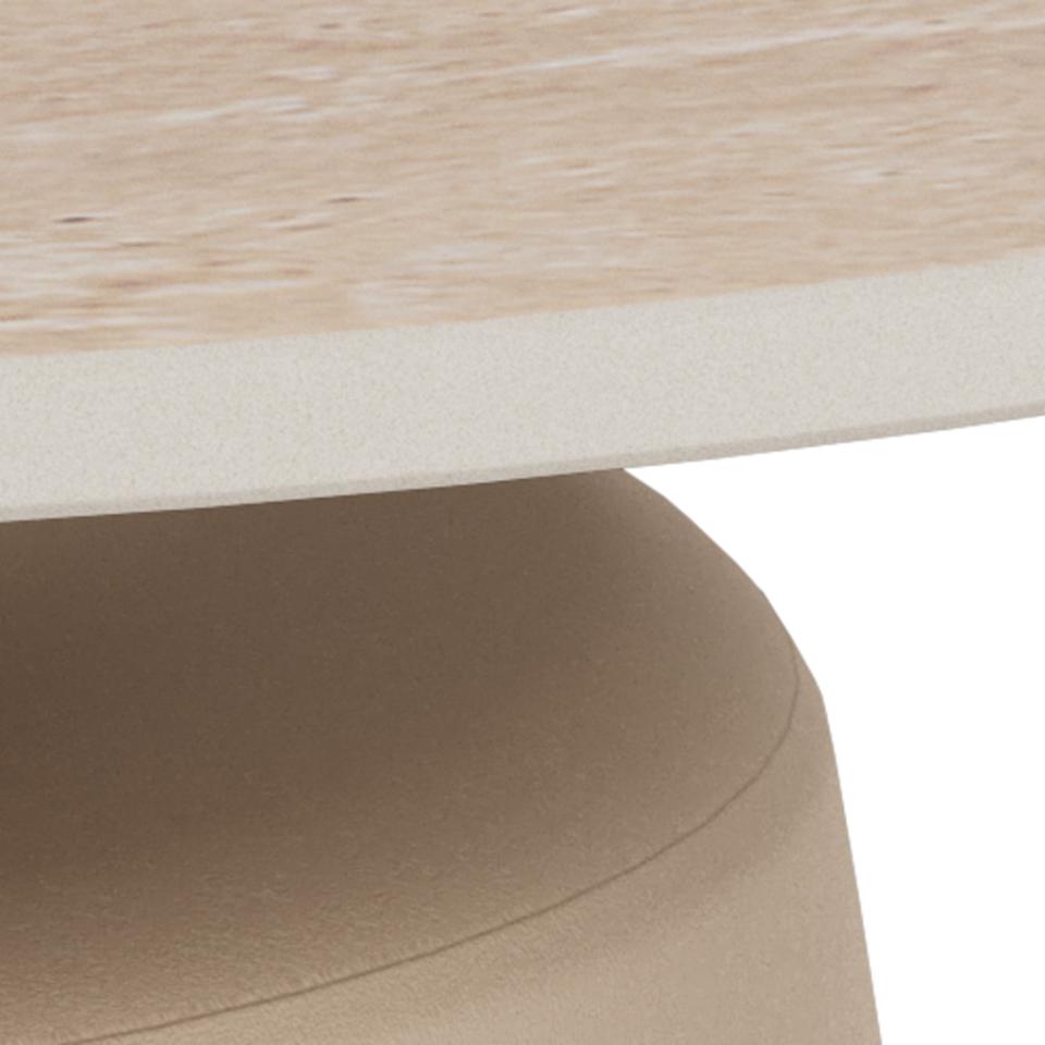 Santorini Salontafel Beige Traverti 70x36 cm - Basis Mat Grijs
