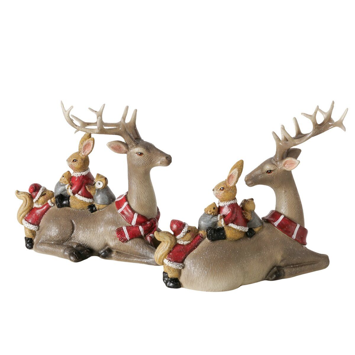 Boltze Home Rendier Greg met Dieren op Rug - 16x6.5x12.5 cm - assorti - prijs per stuk