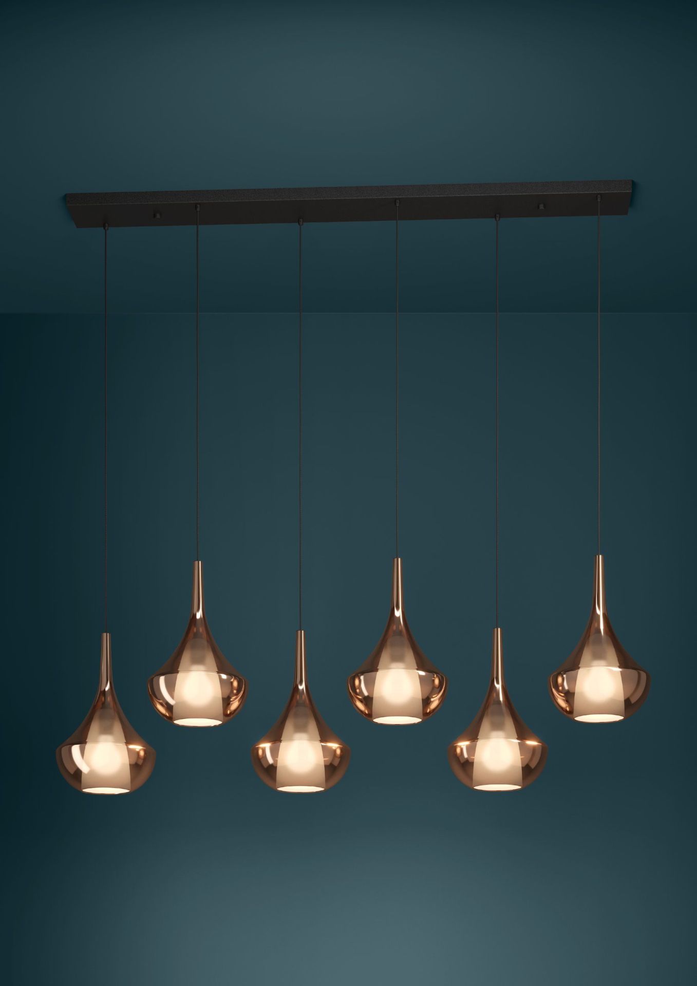 Eglo Almoster Hanglamp Koper/Opaal Glas 6x E27
