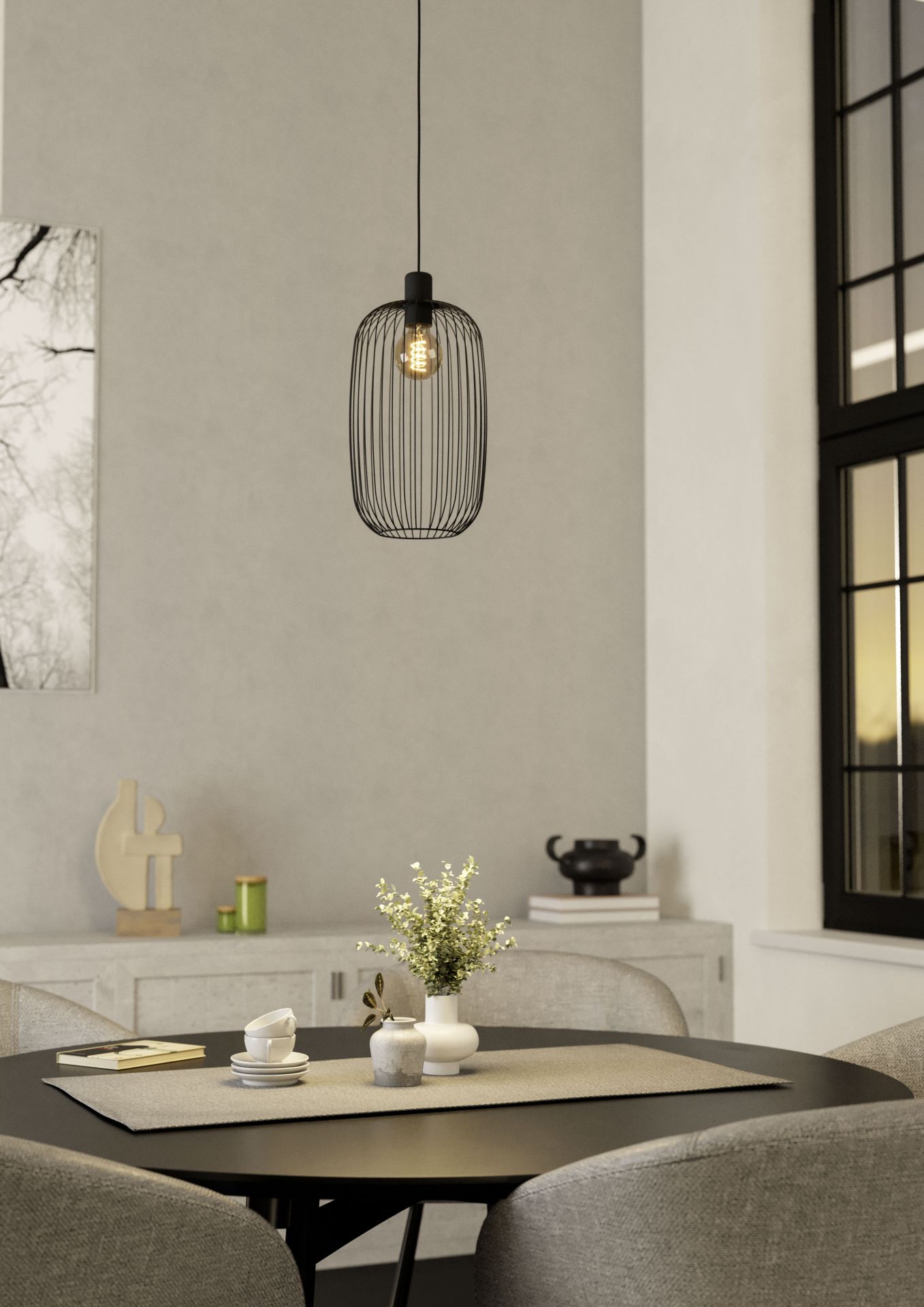 Eglo Lodods Hanglamp Zwart 220mm E27