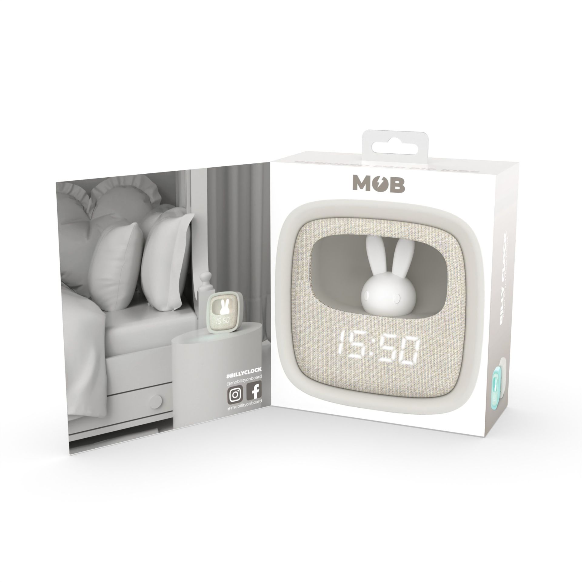 MOB Billy Wekker Grijs met Nachtlamp