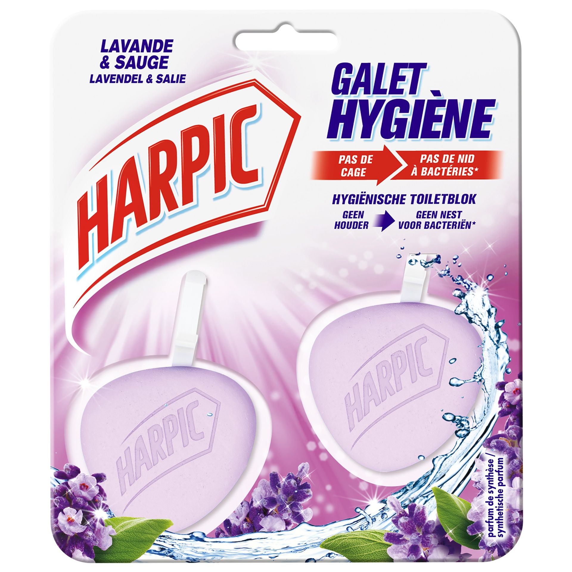 Harpic Toiletreiniger Hygiensche Steen WC-Galet Lavendel&Salie - 2x40 g