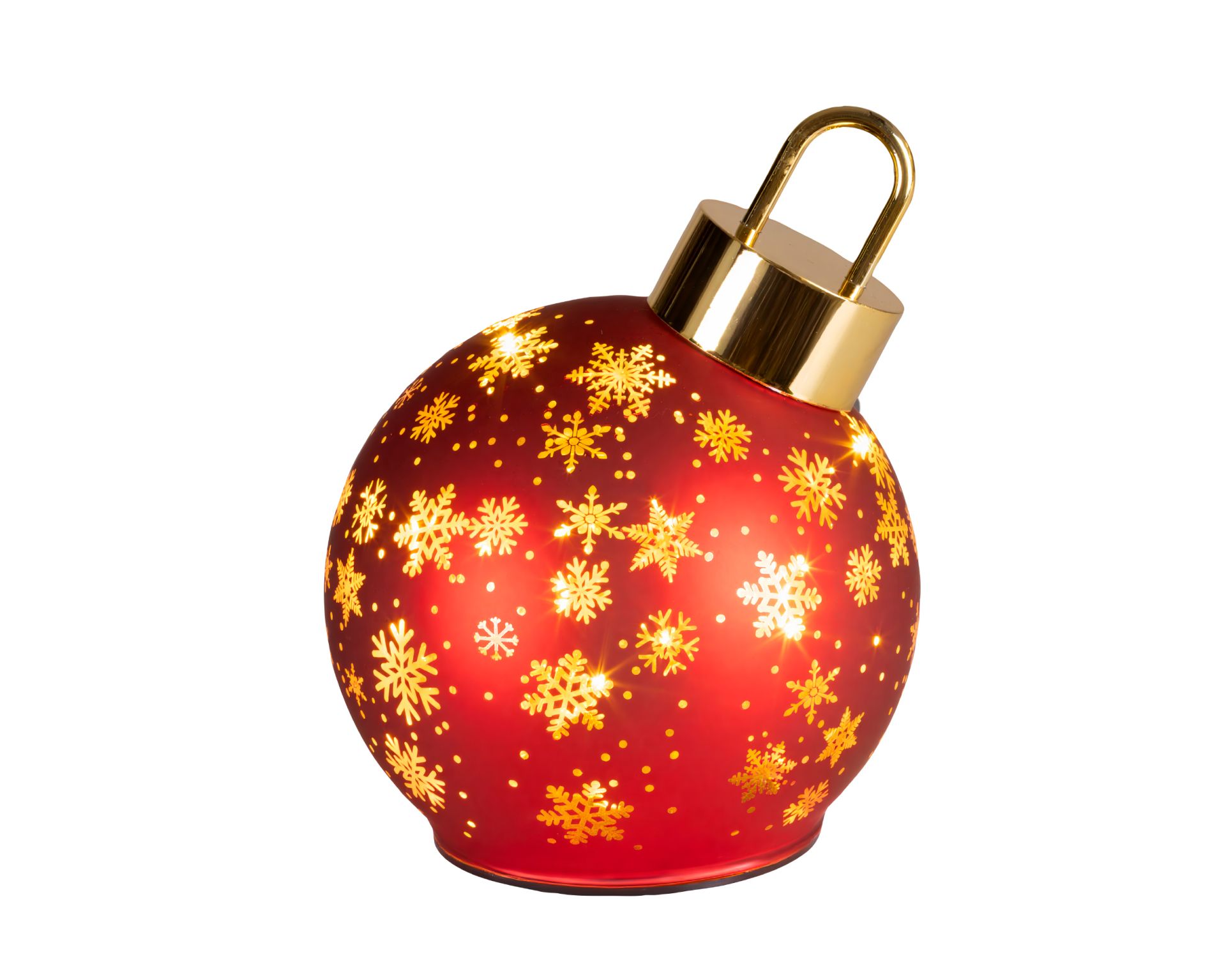 Deco Kerstbal Micro LED Kerstrood 14x18 cm - Glas - 15 leds - Warm White - IP20 - op Batterijen