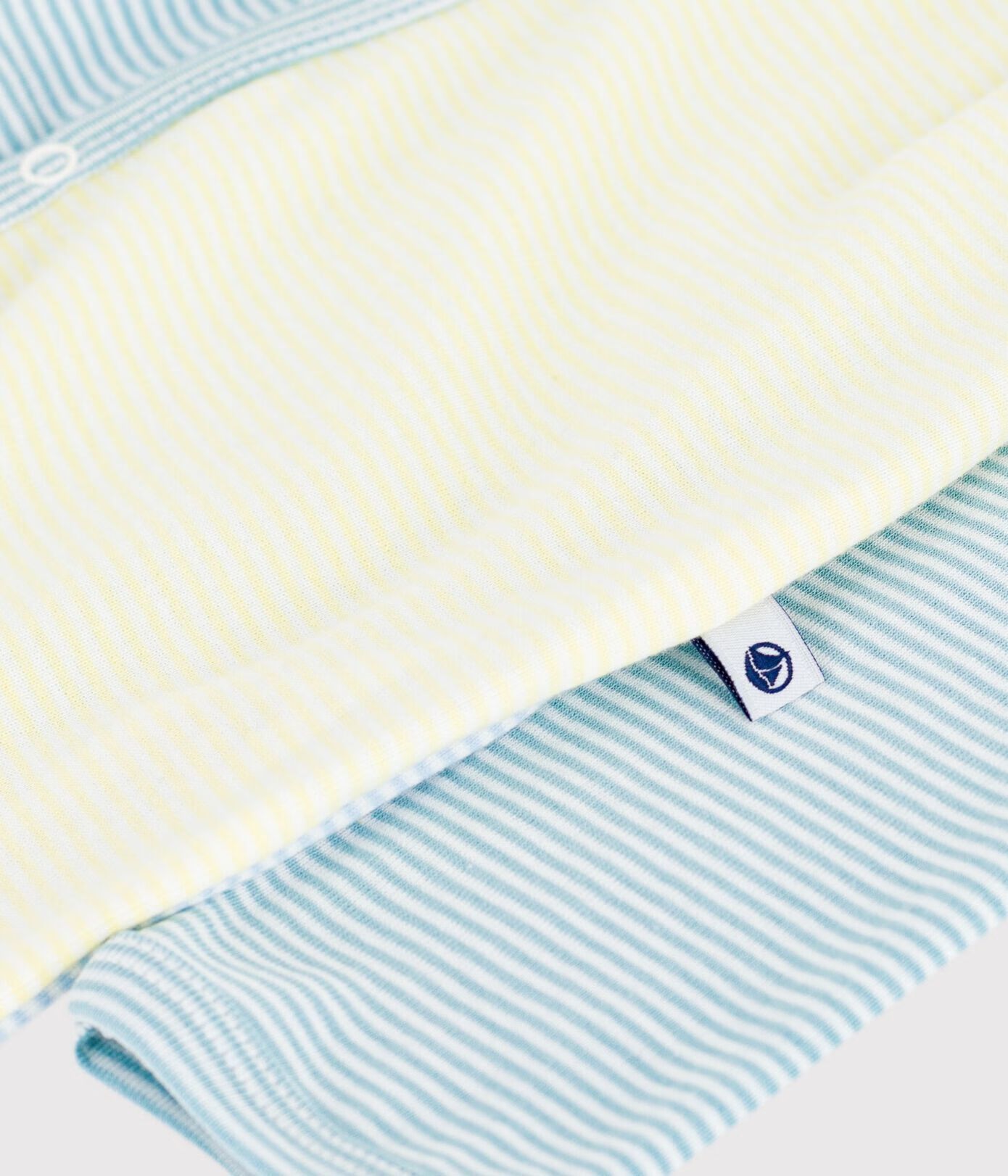 Petit Bateau Pyjama met Voetjes Baby Gestreept Blauw-Geel-Wit - 9 maand